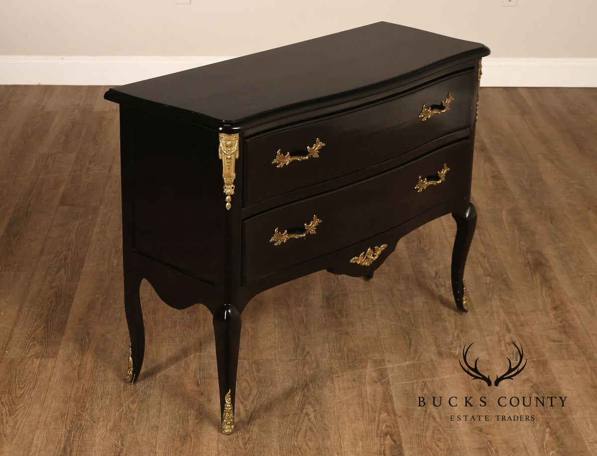 French Louis XV Style Black Lacquer Commode