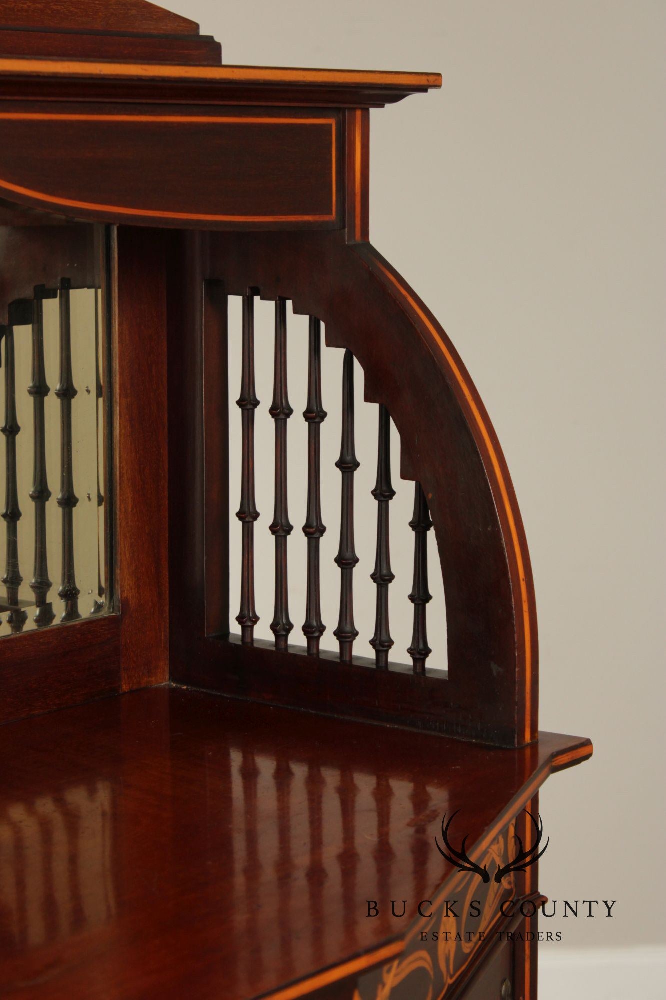 Art Nouveau Antique Inlaid Mahogany Display Case