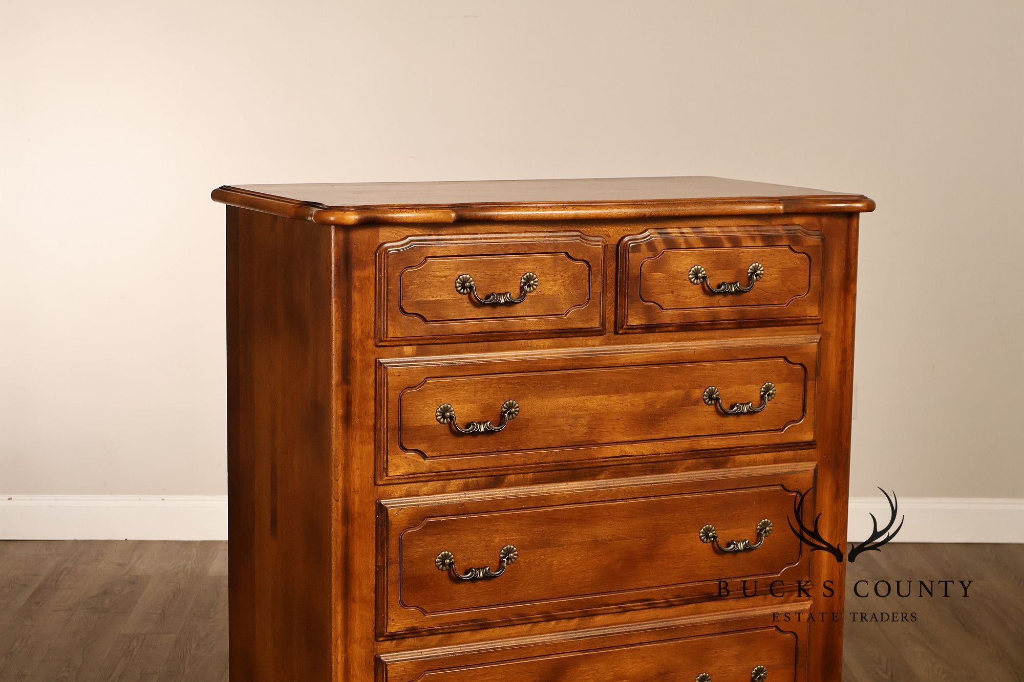 Ethan Allen Country French Maple And Birchwood Six Drawer High Chest