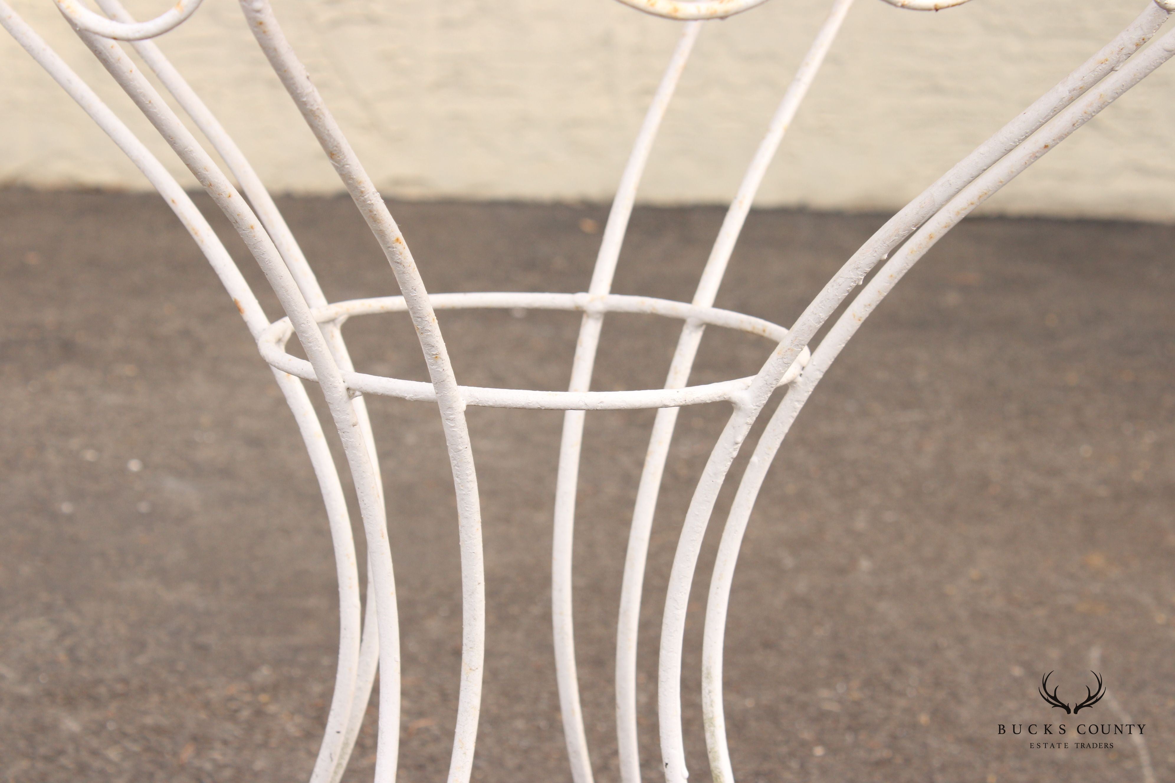 Vintage Wrought Iron Round Outdoor Garden Accent Table