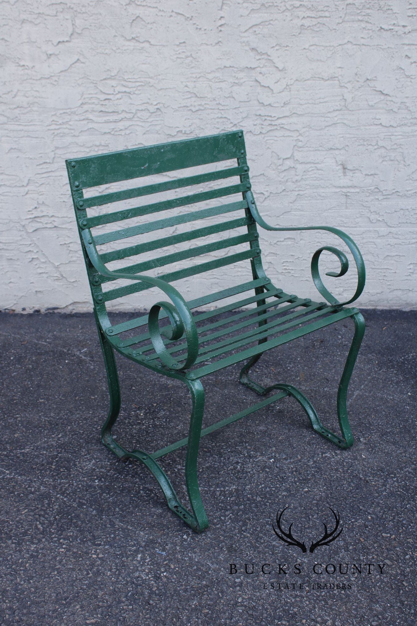 Antique Pair of Wrought Iron Outdoor Garden Armchairs