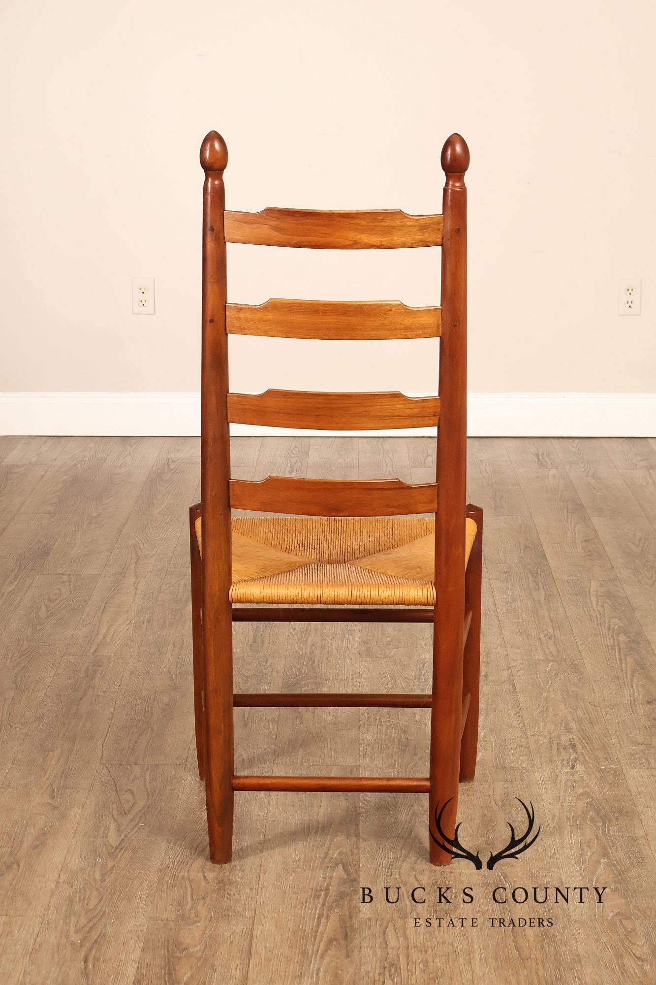 E.A. Clore Custom Walnut Set Of Eight Ladder Back Dining Chairs