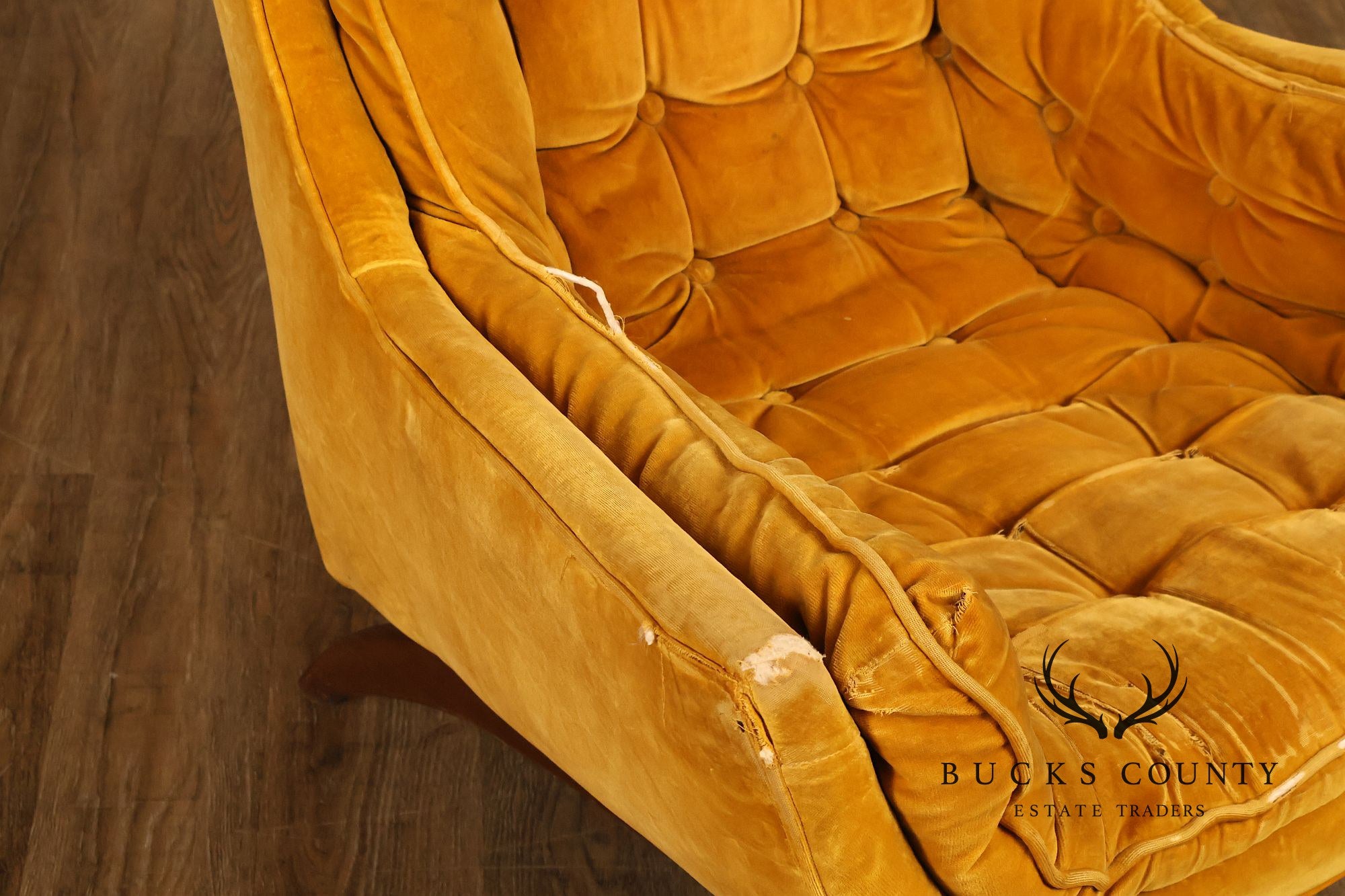 Mid Century Modern Tufted Lounge Chair and Ottoman