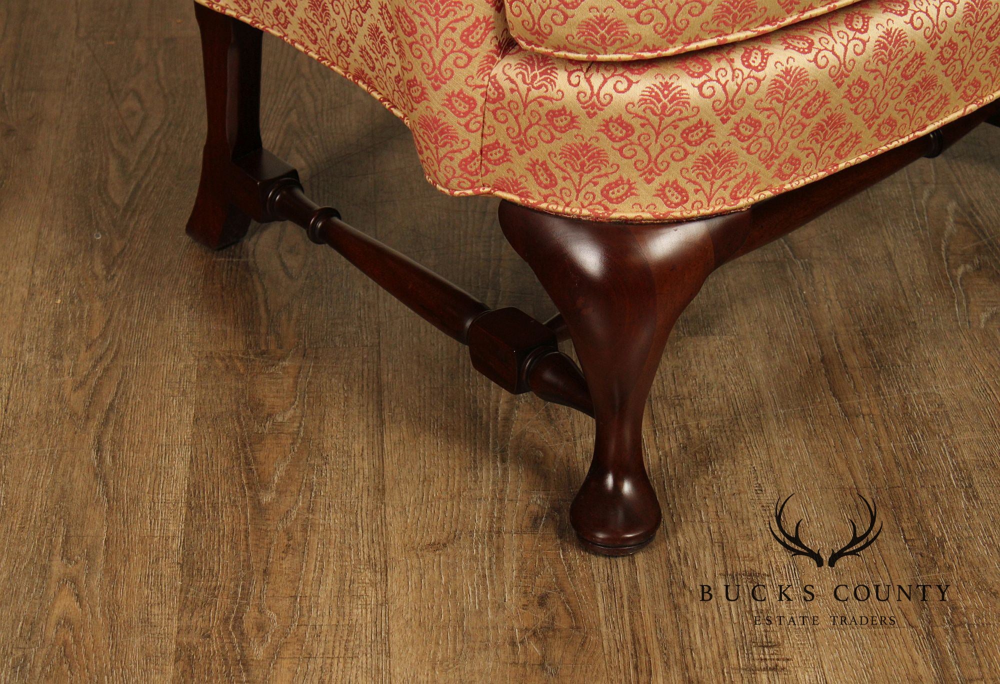 Hickory Chair Queen Anne Style Mahogany Wingback Armchair
