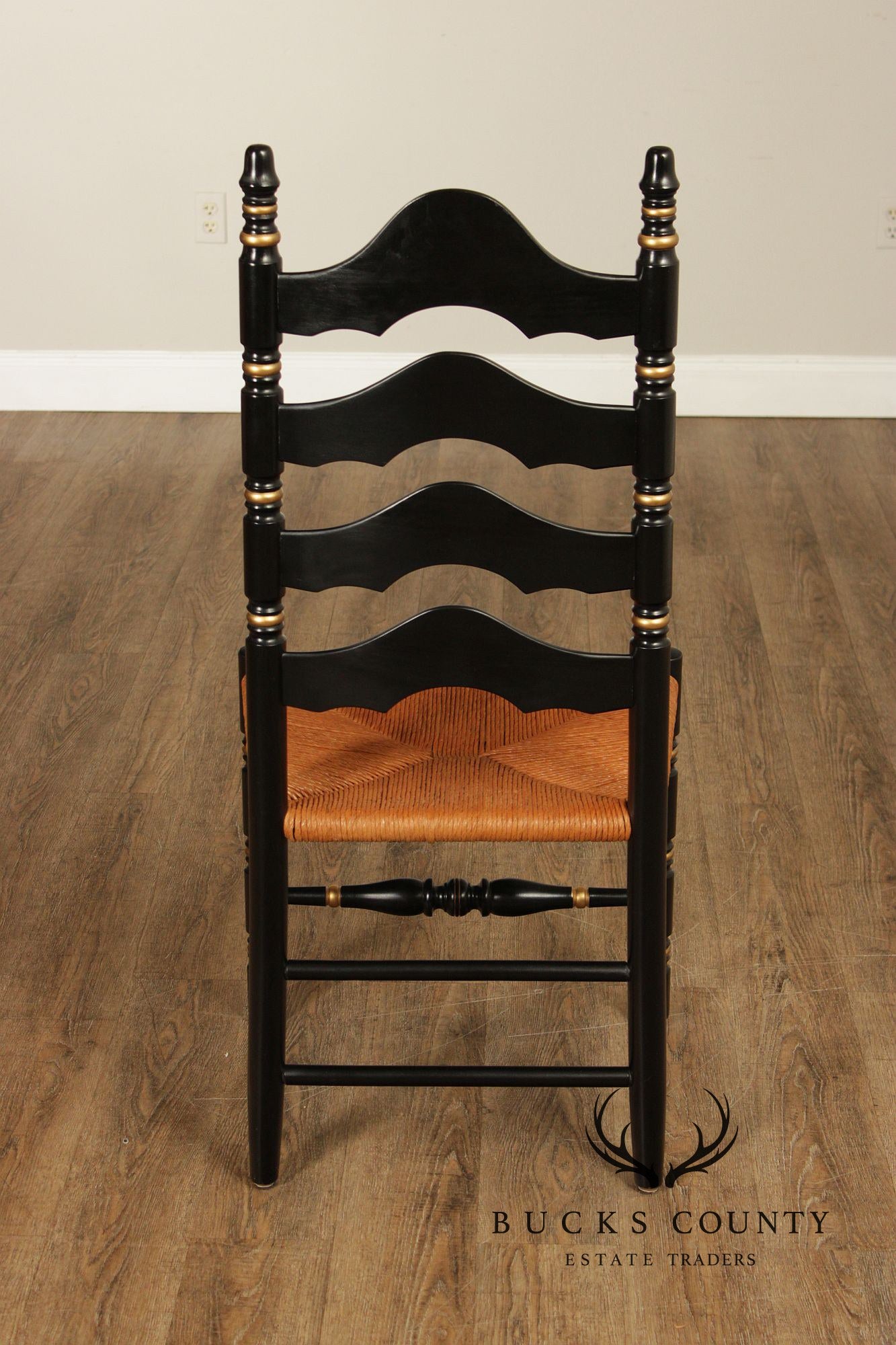 Ethan Allen Pair Of Hitchcock Style Hand Painted Ladderback Side Chairs