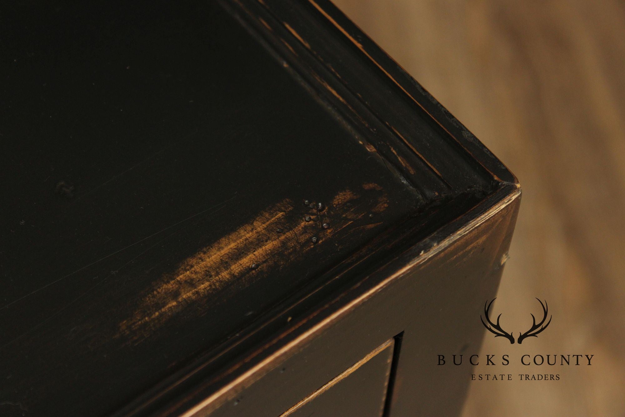 Industrial Style Pair of Ebonized Rolling End Tables