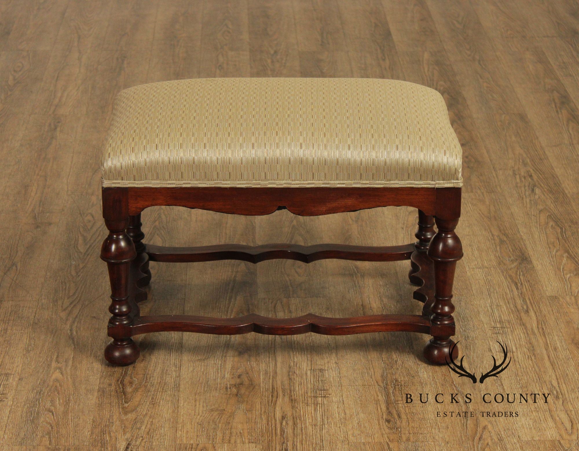 William & Mary Style Antique Carved Mahogany Bench
