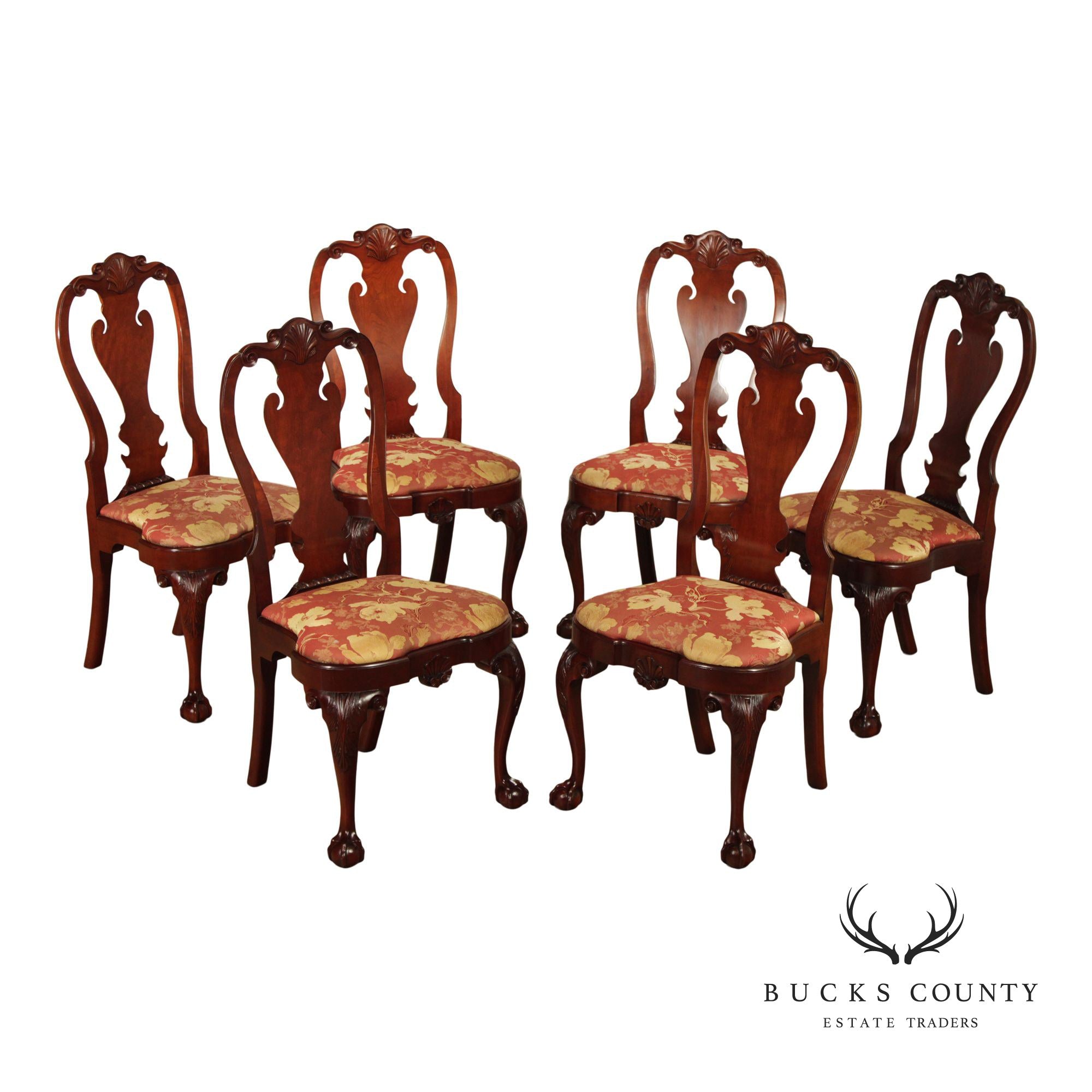 Kindel Winterthur Collection Set Of Six Carved Dining Chairs