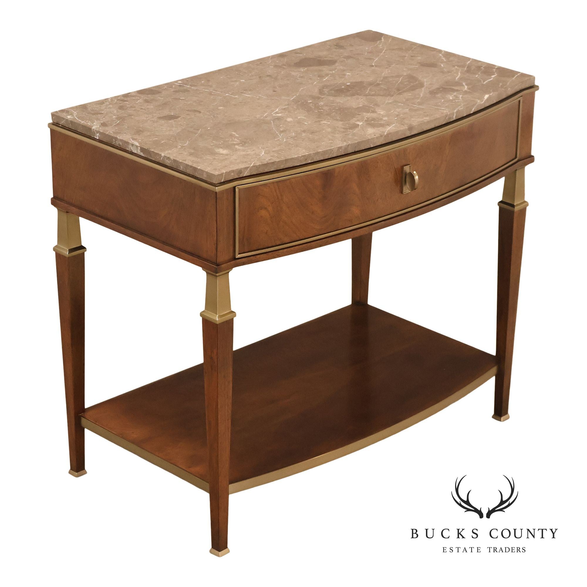 Johnathan Charles 'Barcelona' Marble Top Walnut Nightstand