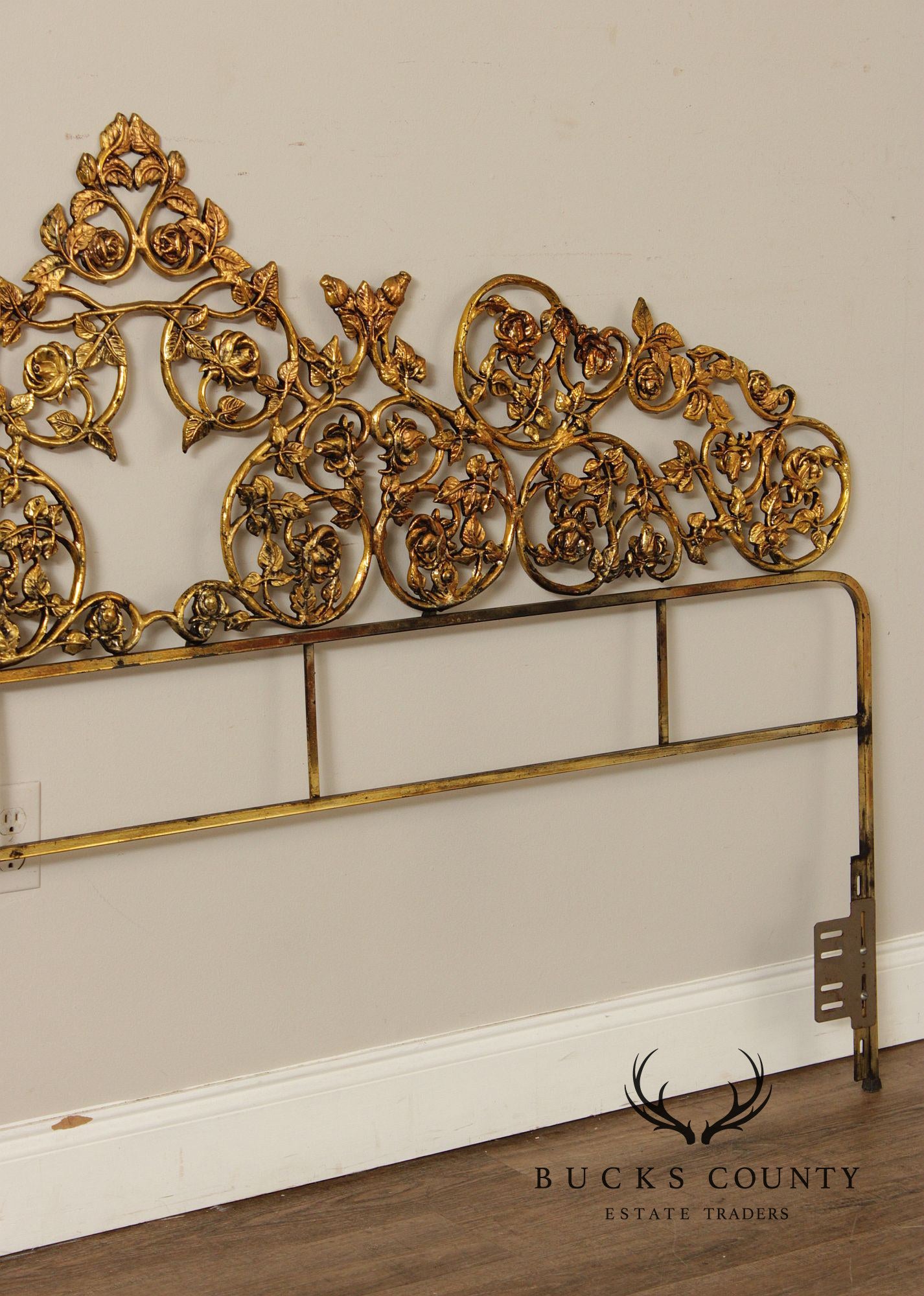 Rococo Style King Size Scrolling Brass Headboard