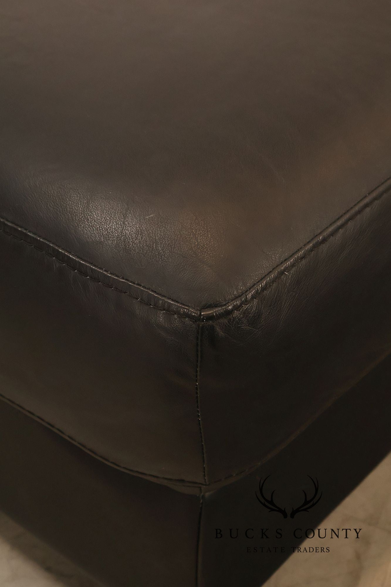 Brazialian Black Leather Modern Square Ottoman On Casters By Italsofa Bahia Ltda
