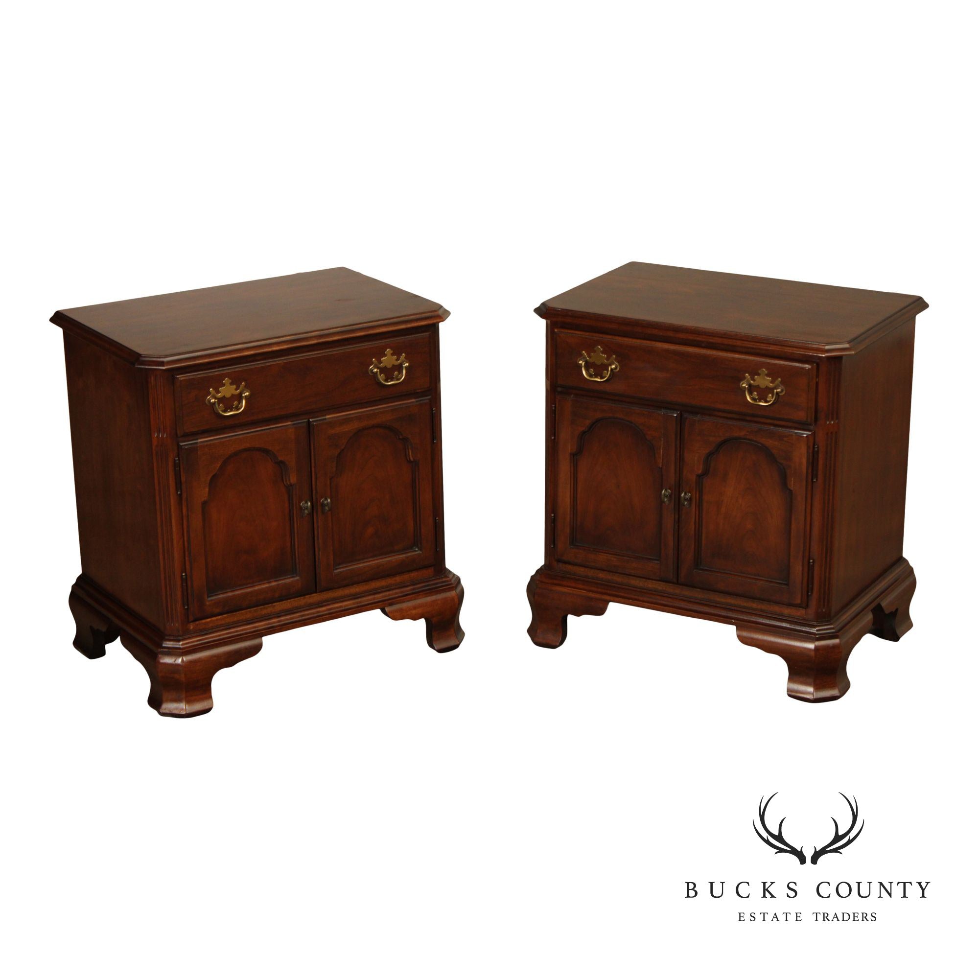 Drexel Cherry Traditional Style Pair Of Nightstands