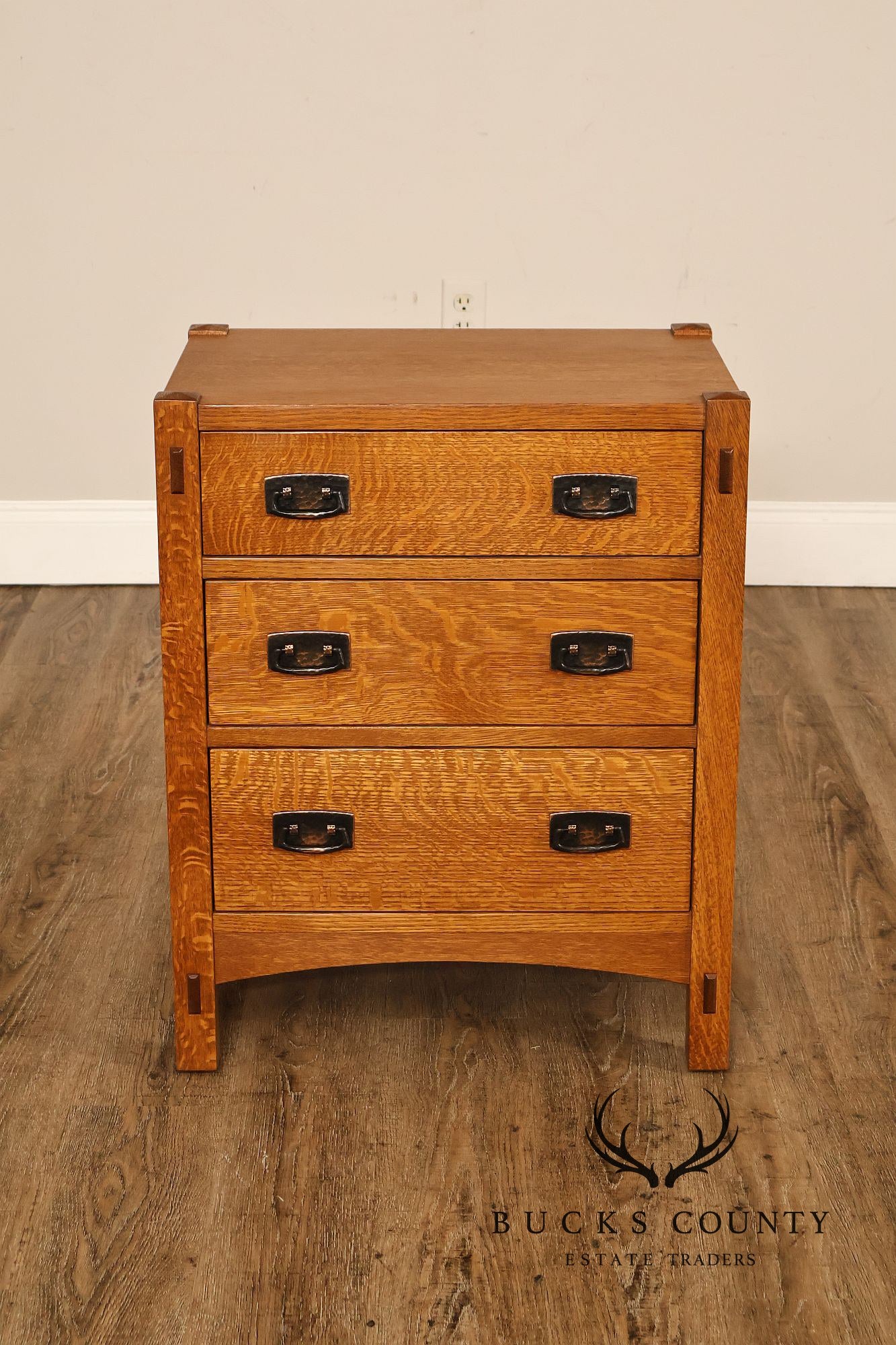 Stickley Mission Collection Pair Of Oak Three Drawer Nightstands