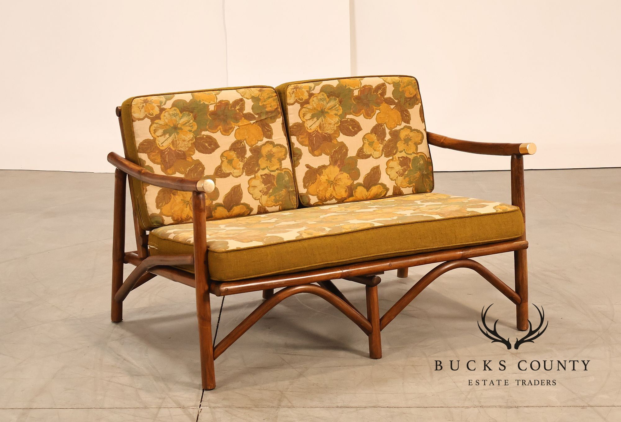 Vogue Coastal Vintage Rattan Bamboo Loveseat