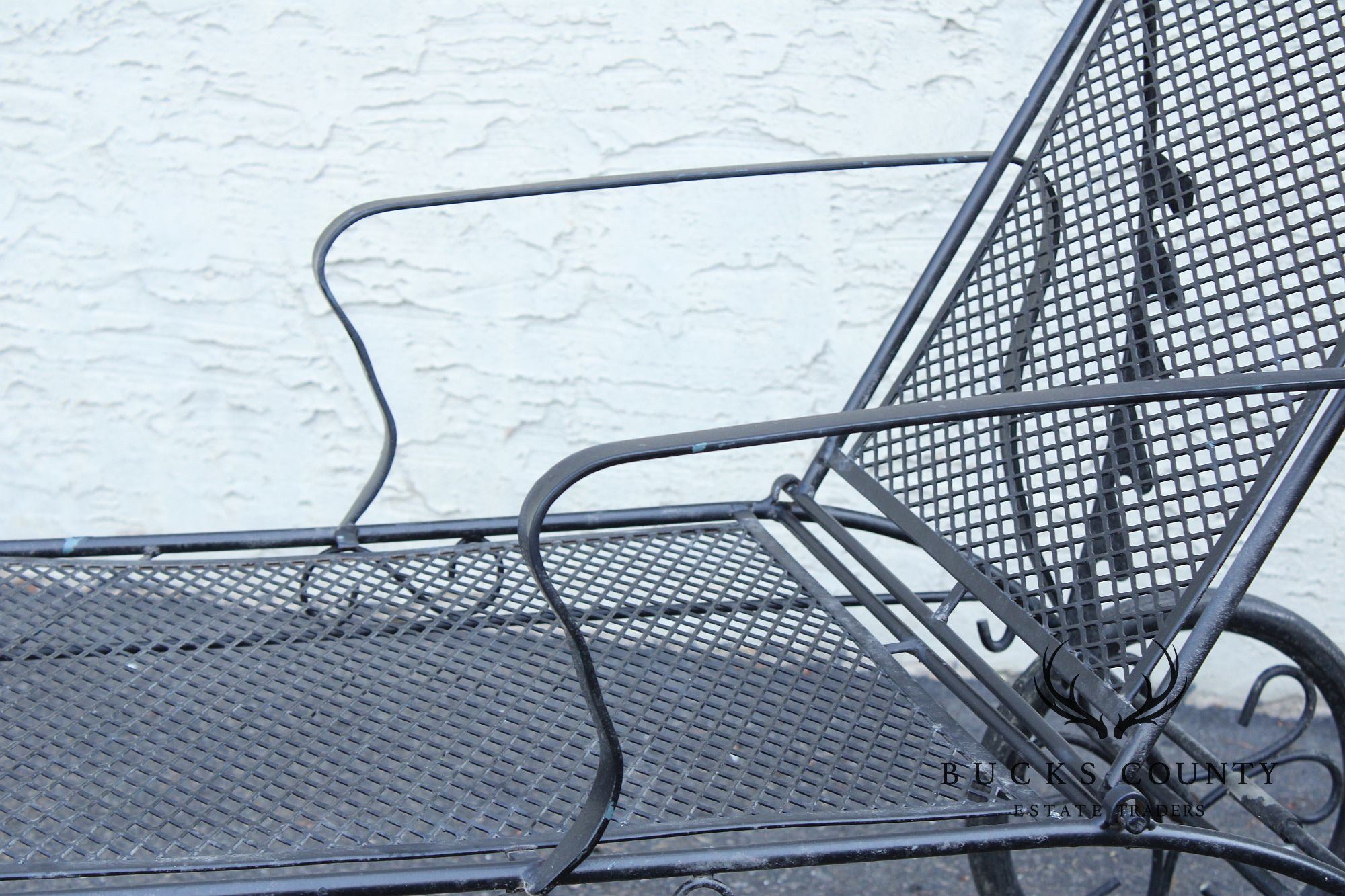 Vintage Wrought Iron Outdoor Patio Chaise Lounge