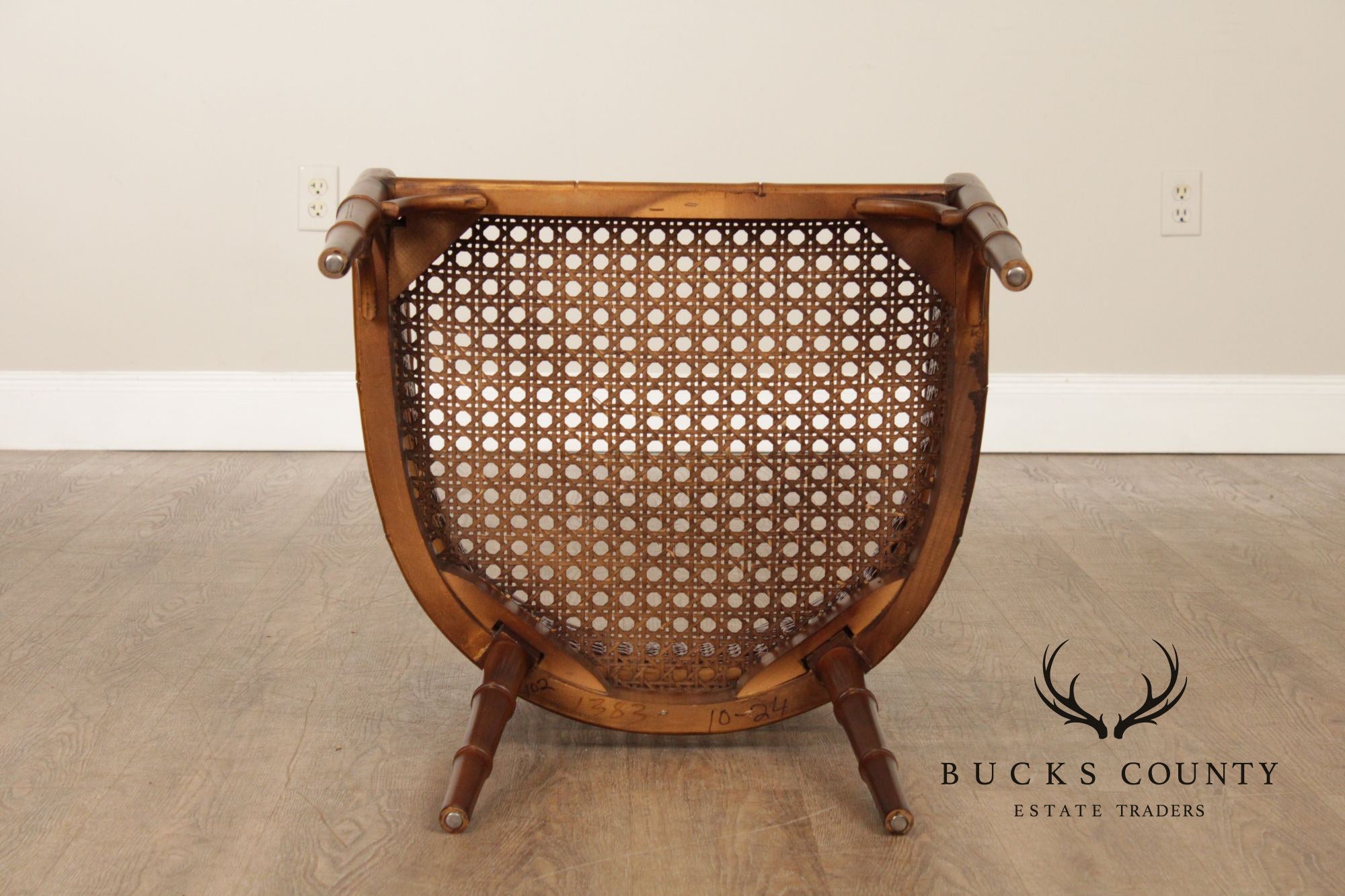 Hollywood Regency Caned Faux Bamboo Armchair