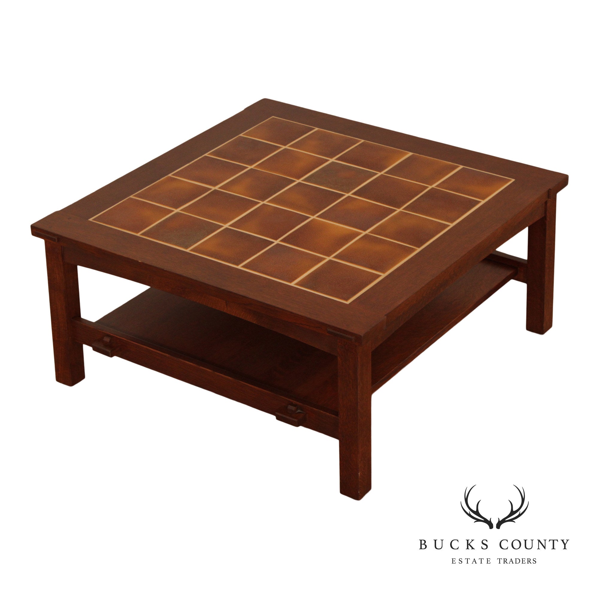 Stickley Mission Collection Oak Tile Top Cocktail Table