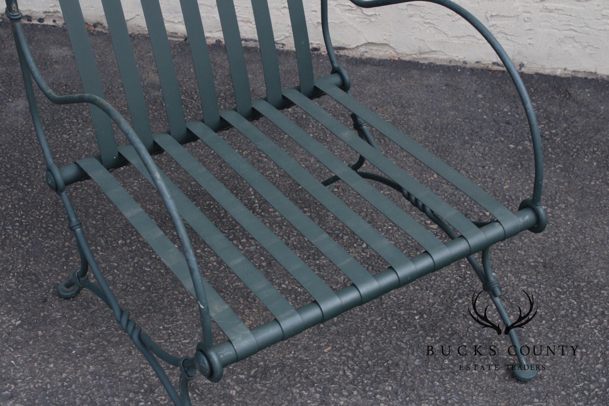 Vintage Wrought Iron Patio Lounge Chair and Ottoman