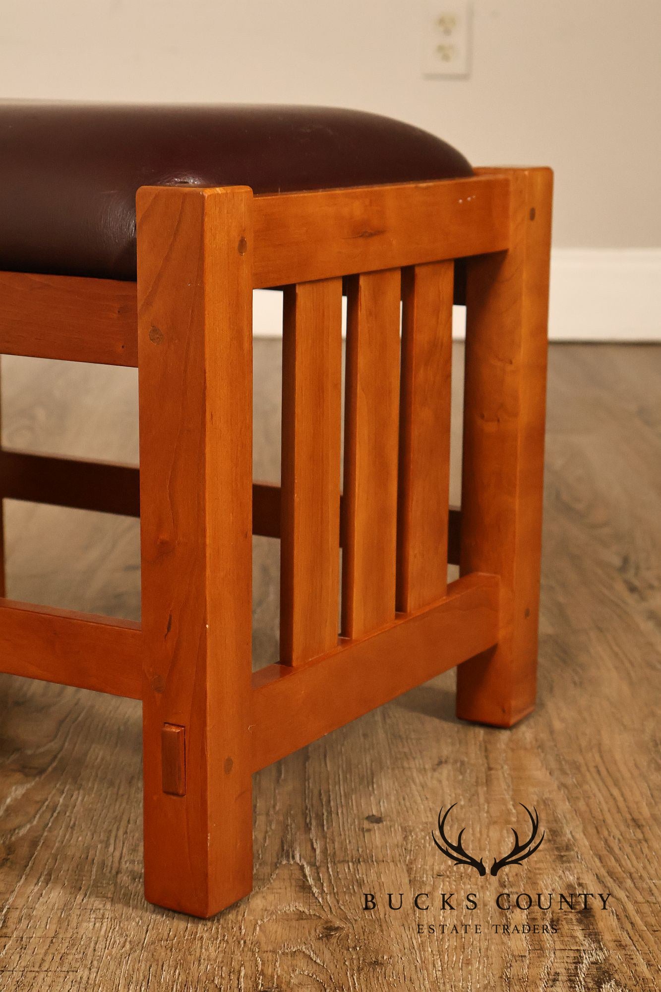 Stickley Mission Collection Cherry and Leather Footstool