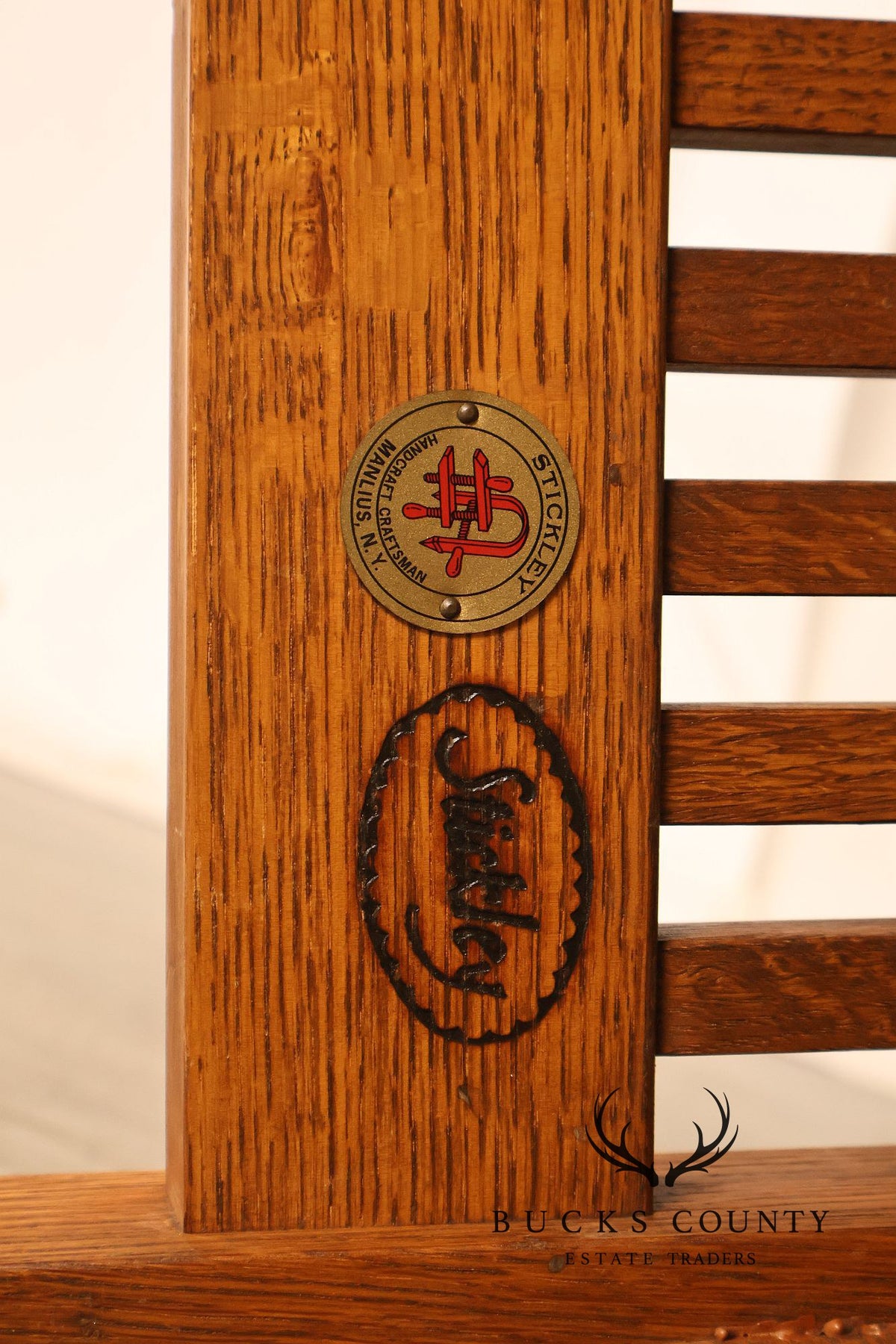 Stickley Mission Collection Oak Bent Arm Morris Chair