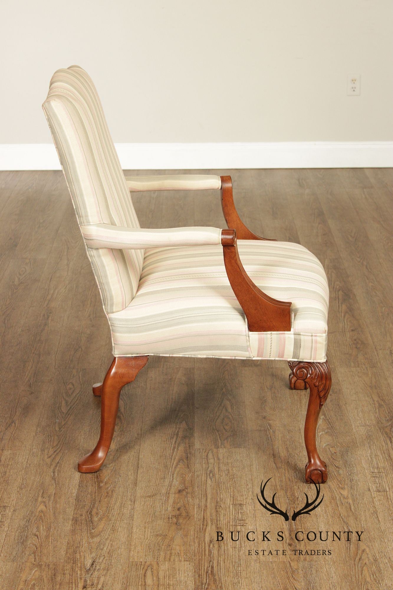 Sam Moore Chippendale Style Pair of Library Armchairs