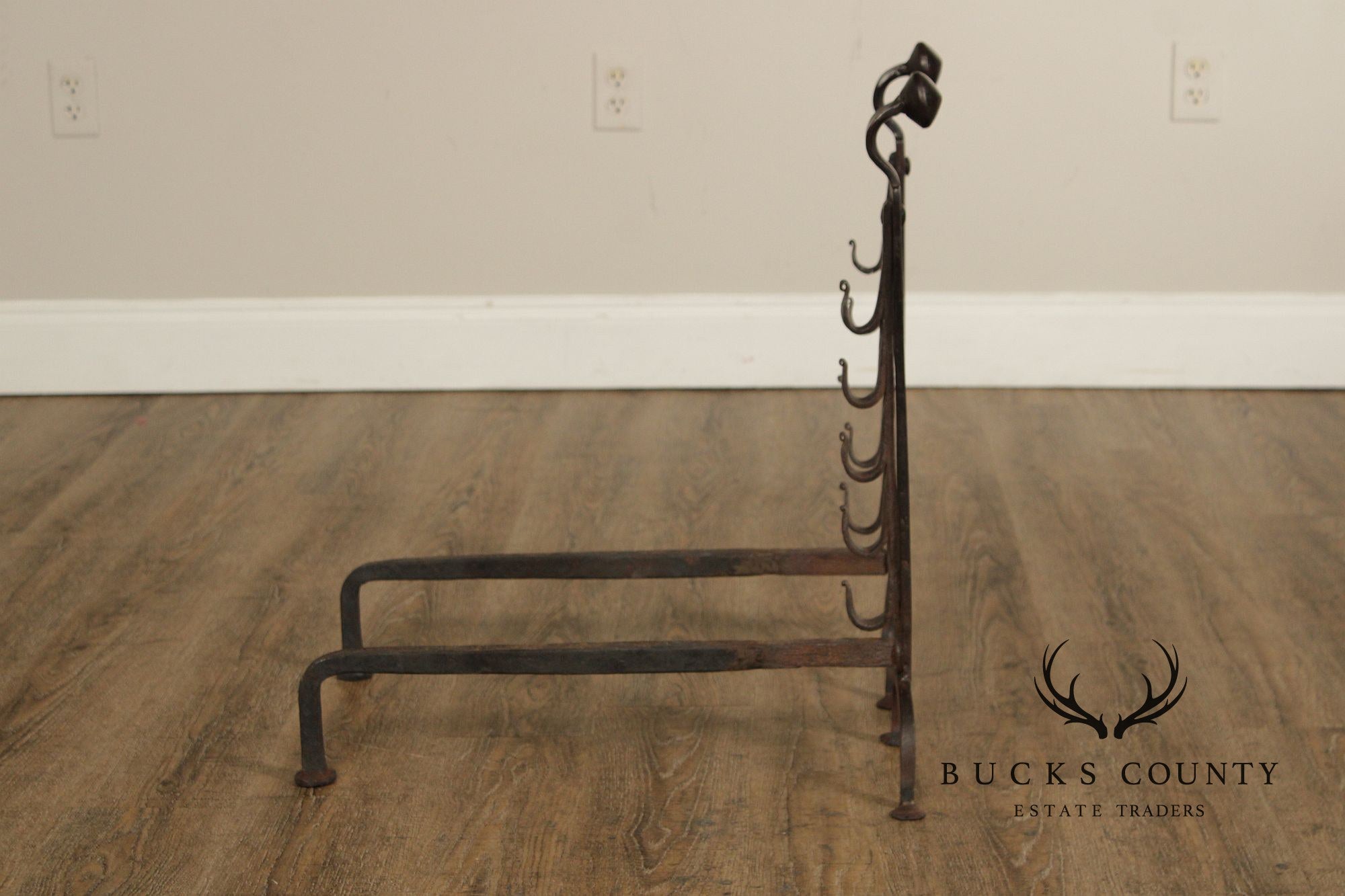 Antique Pair of Fireplace Hand Forged Andirons