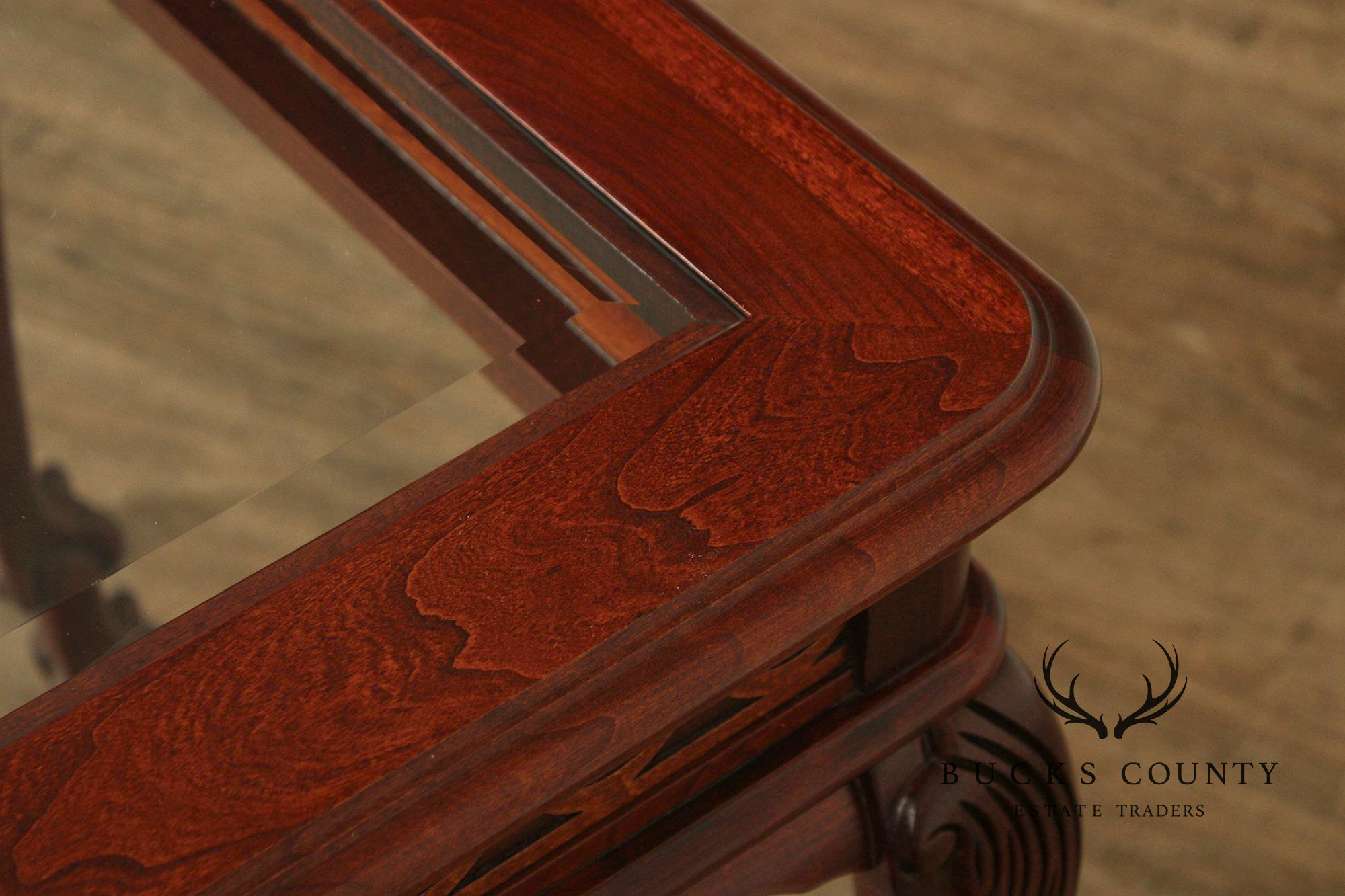 Georgian Style Glass Top Cherry Side Table