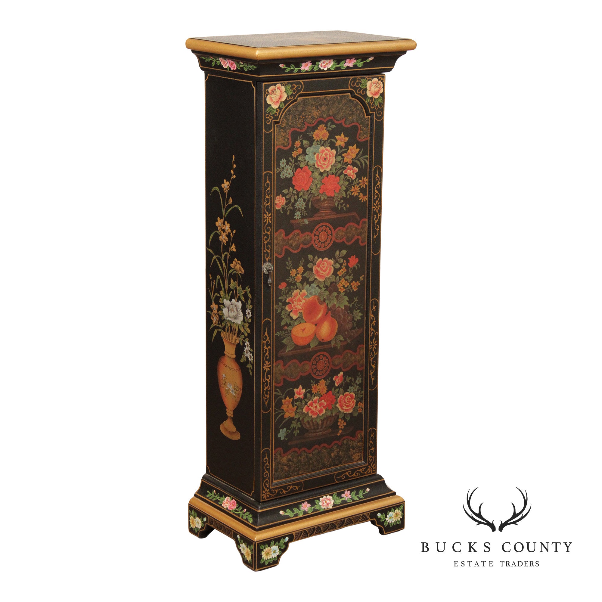 Chinoiserie Lacquered Media Storage Cabinet