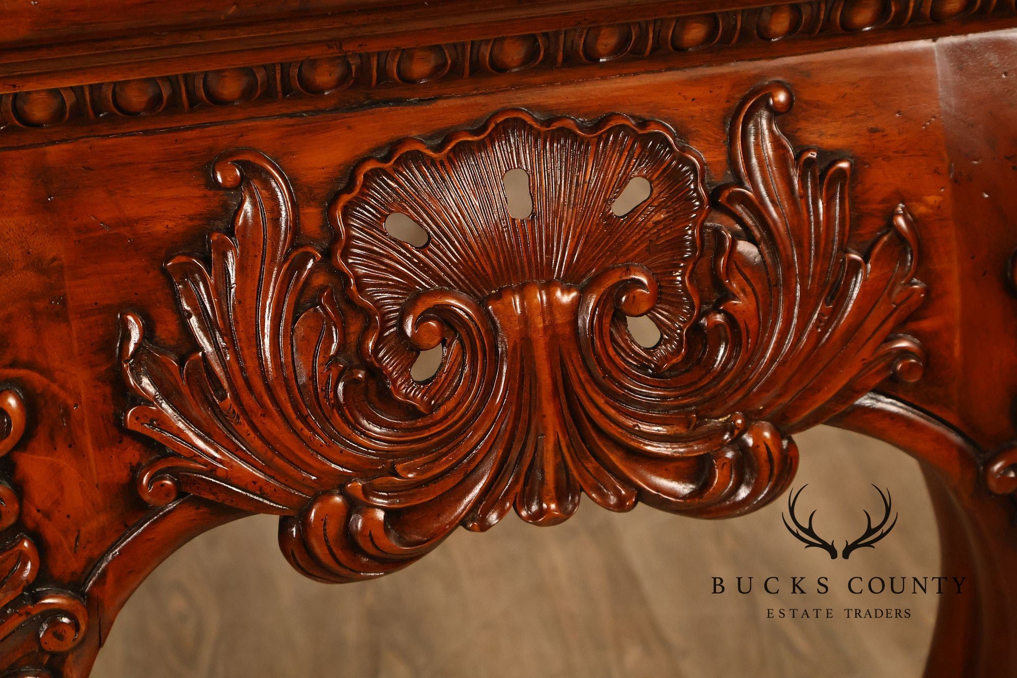 Maitland-Smith Georgian Style Carved Mahogany Inlaid Console Table