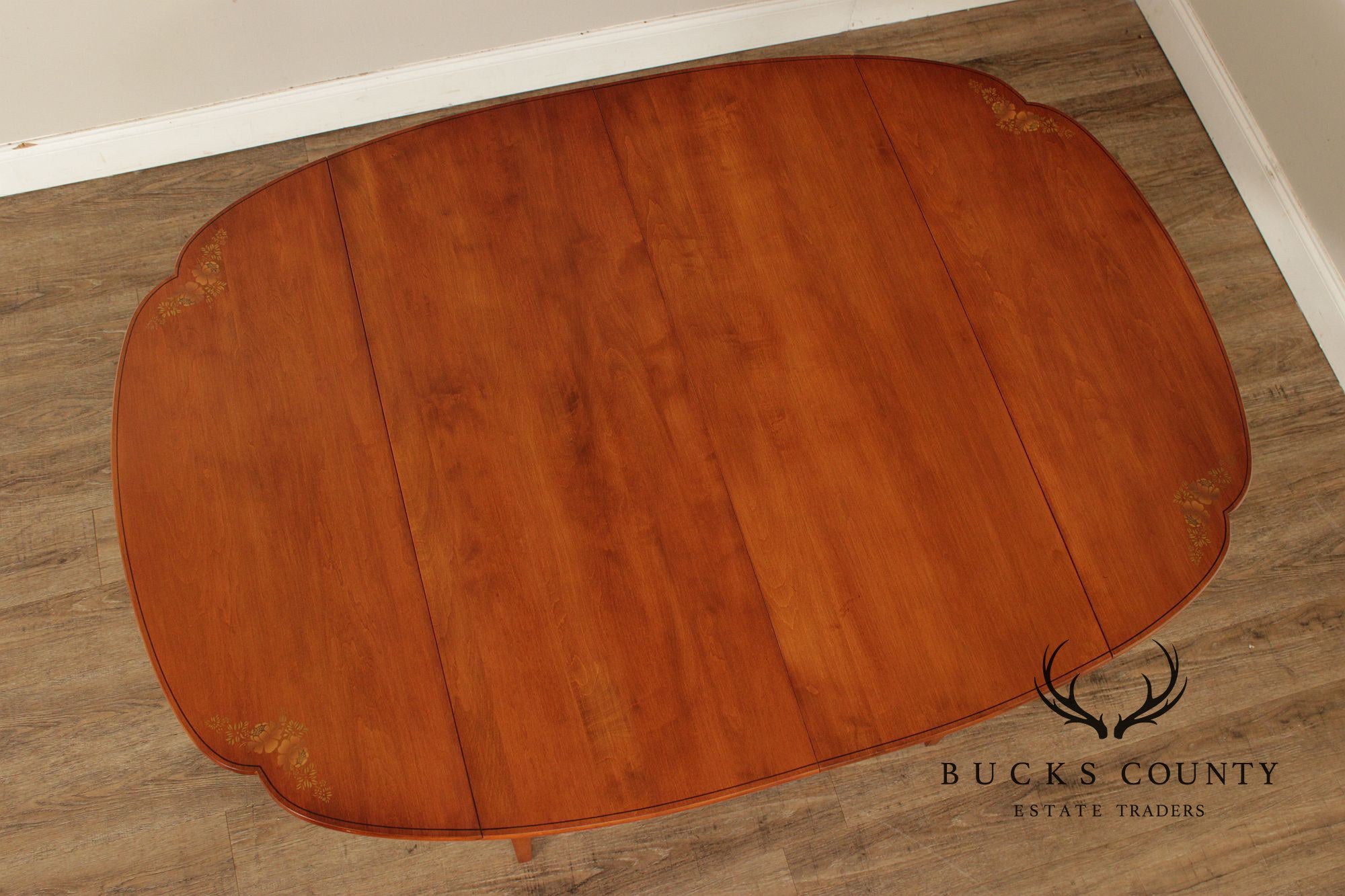 L. Hitchcock Maple Stenciled Drop Leaf Extension Dining Table