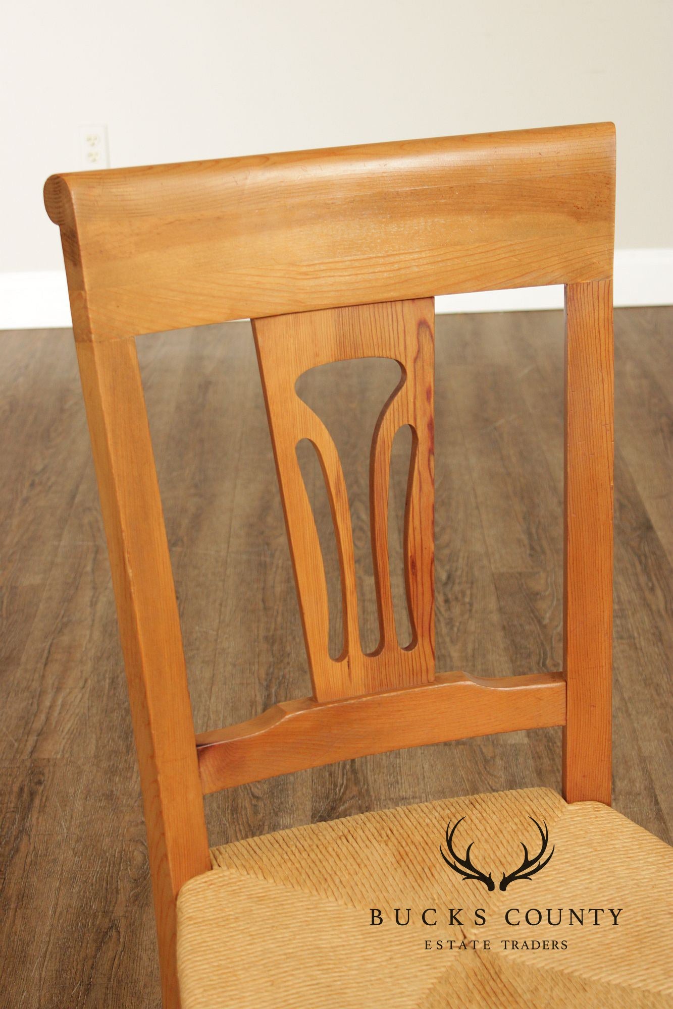 French Country Style Set Of 6 Rush Seat Dining Chairs