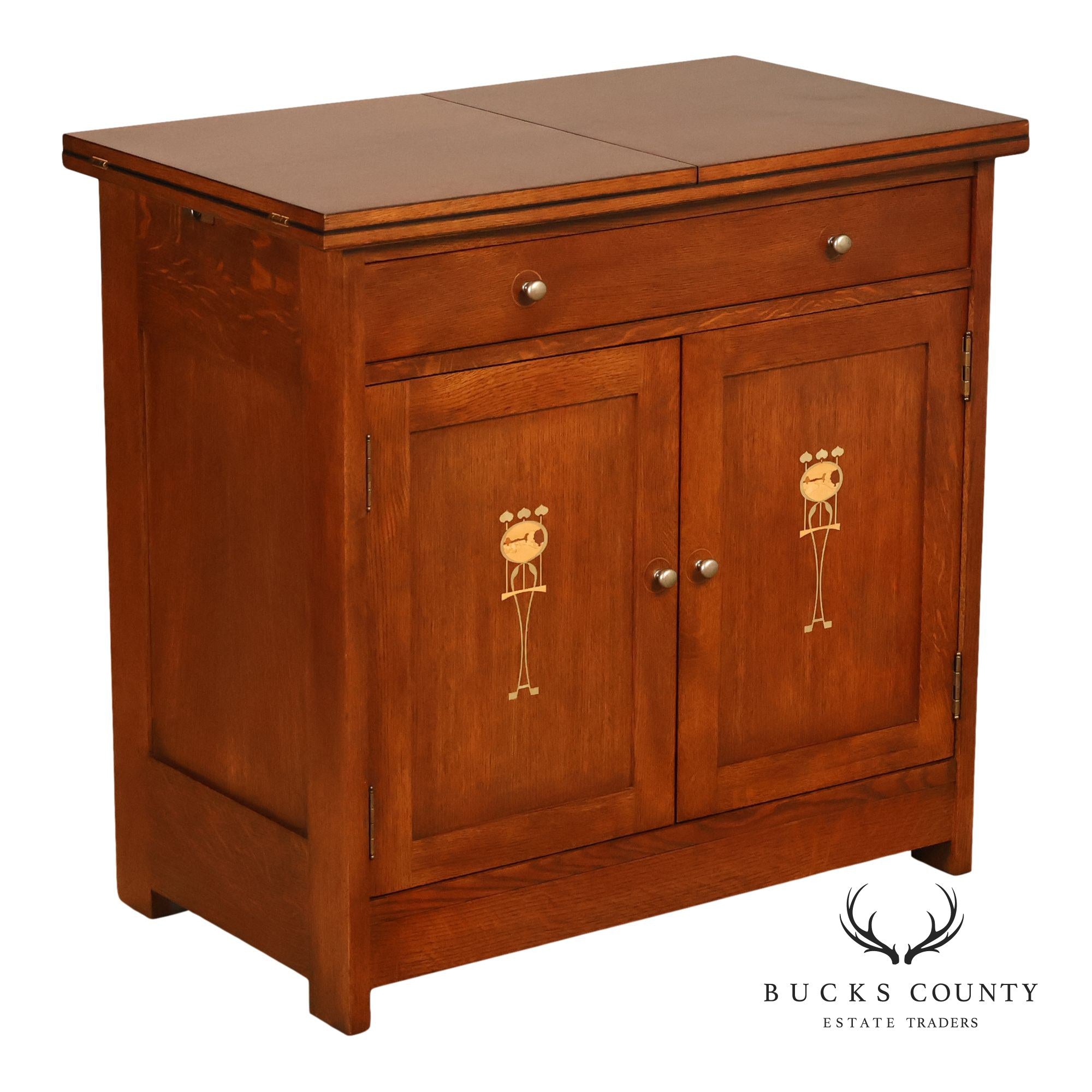 Stickley Mission Collection Oak Harvey Ellis Inlaid Server