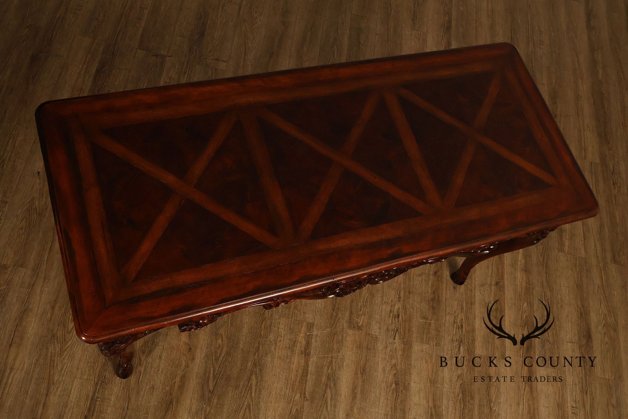 Henredon Carved Mahogany French Louis XV Style Console Table