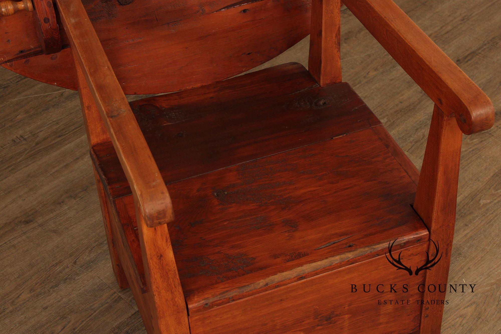 Antique Softwood Round Tilt Top Bench Dining Table