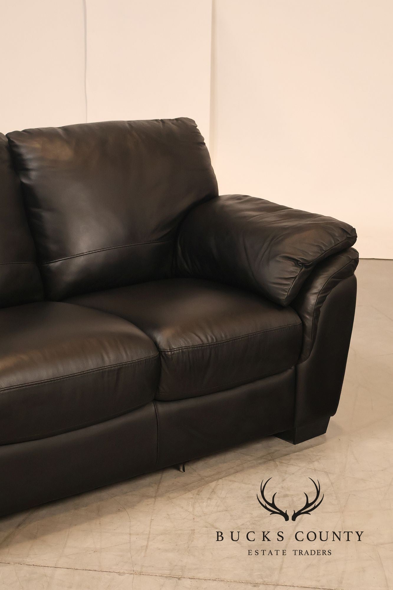 Italsofa Pair of Black Leather Sofas