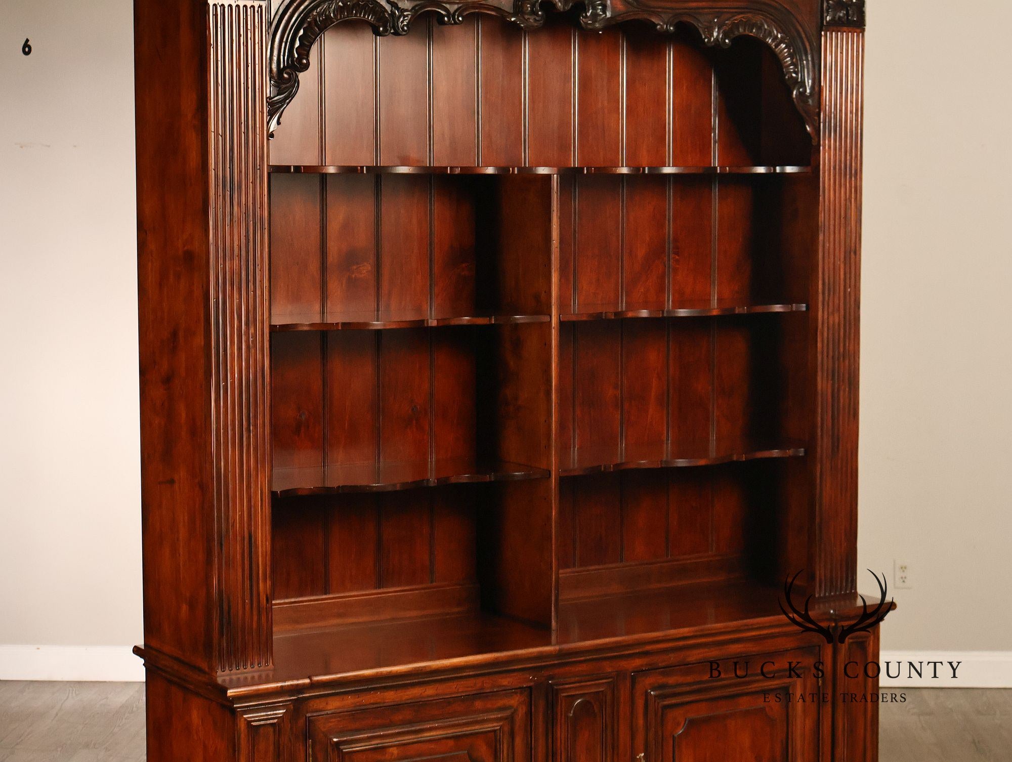 Henredon Monumental Rococo Style Carved Open Bookcase