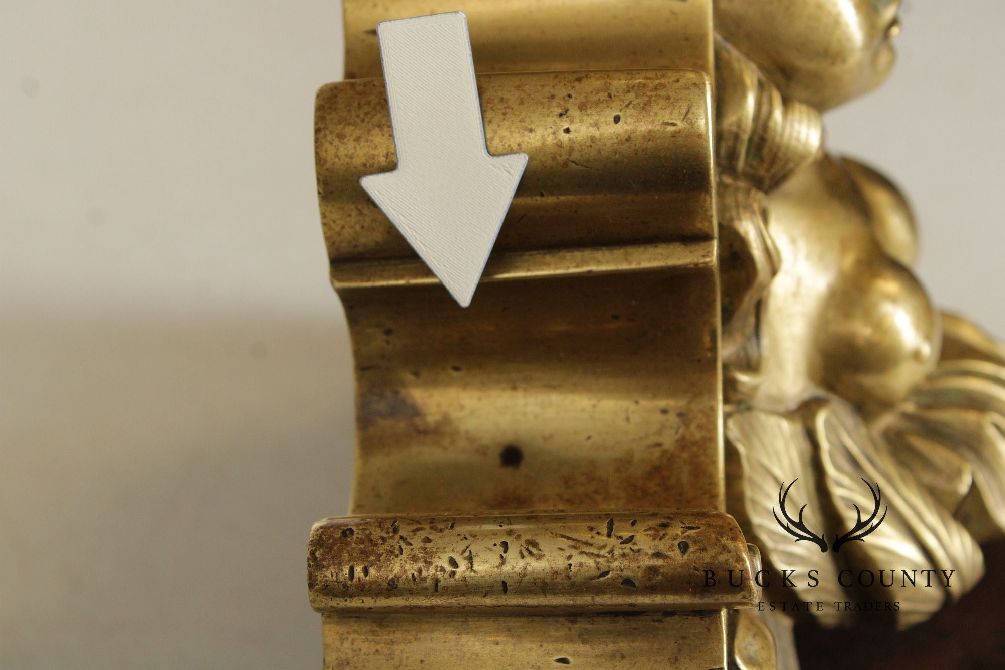 French Louis XIV Style Pair of Brass Figural 'Marmouset' Andirons