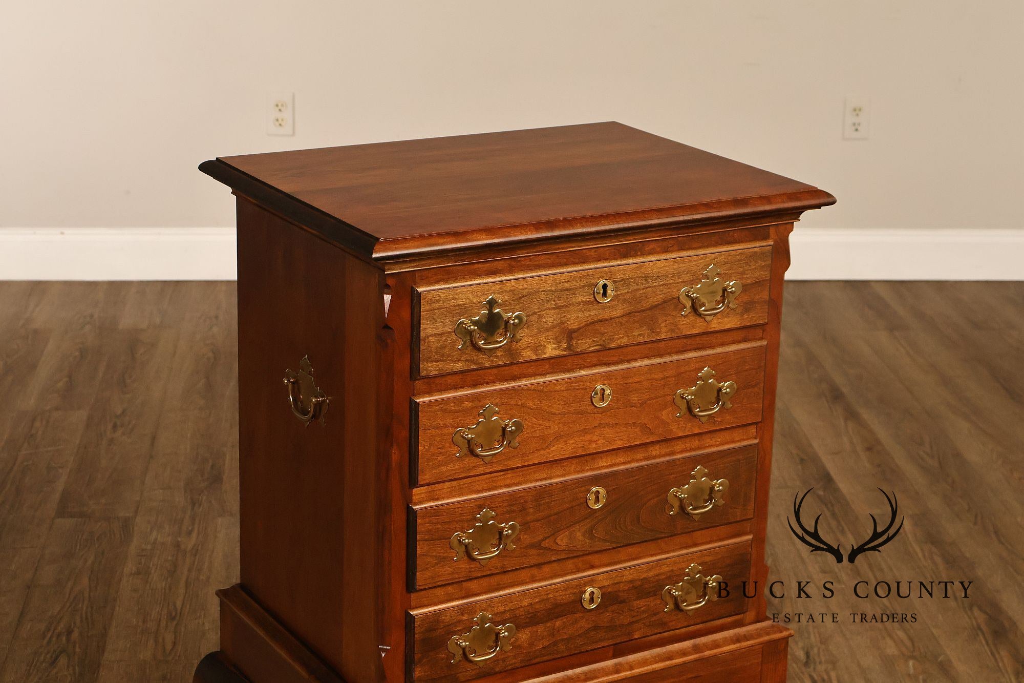 Custom Crafted Queen Anne Style Cherry Silver Chest On Frame