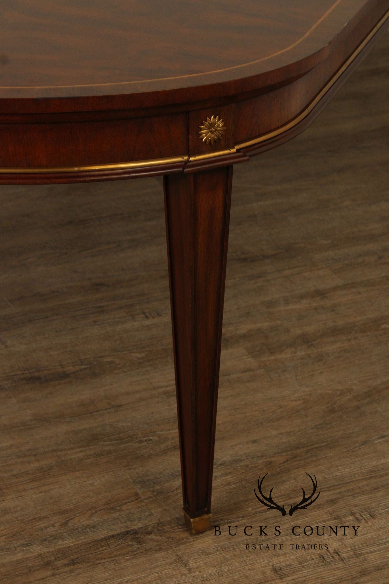 Maitland Smith Empire Style Oval Top Mahogany Expandable Dining Table