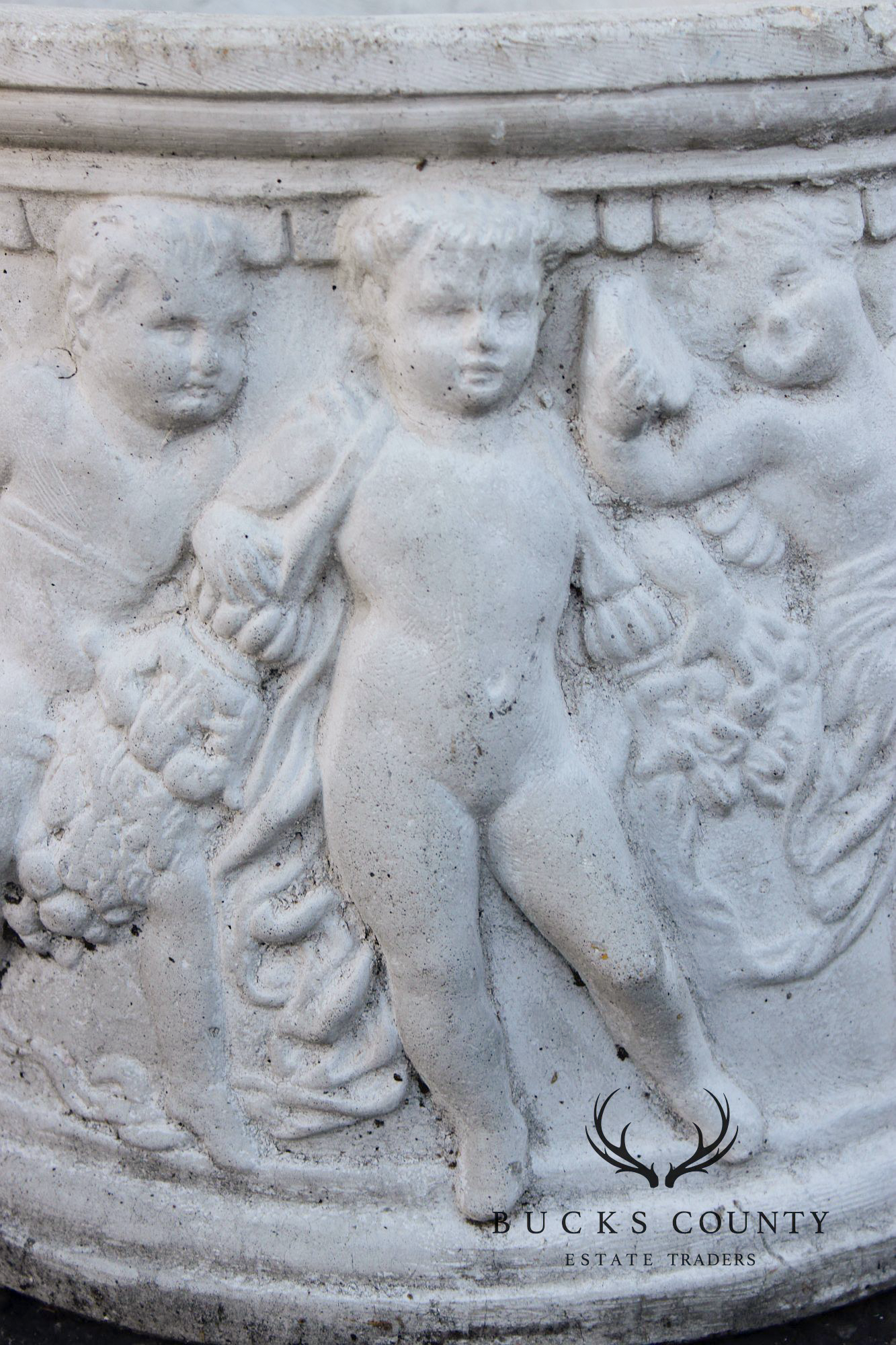 Classical Style Cherub Relief Cast Stone Garden Planter