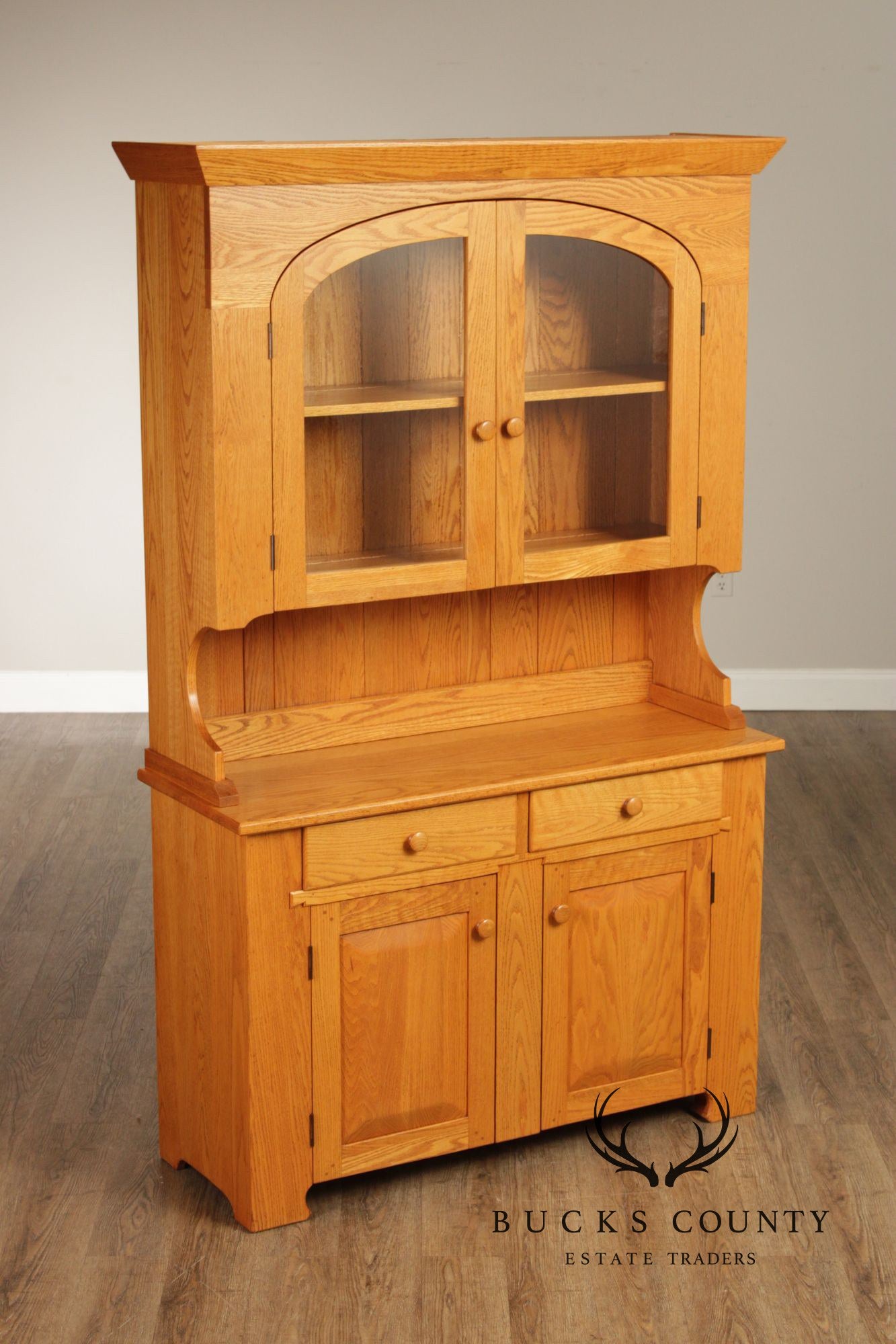 Hunt Country Furniture Oak Step Back Hutch China Cabinet