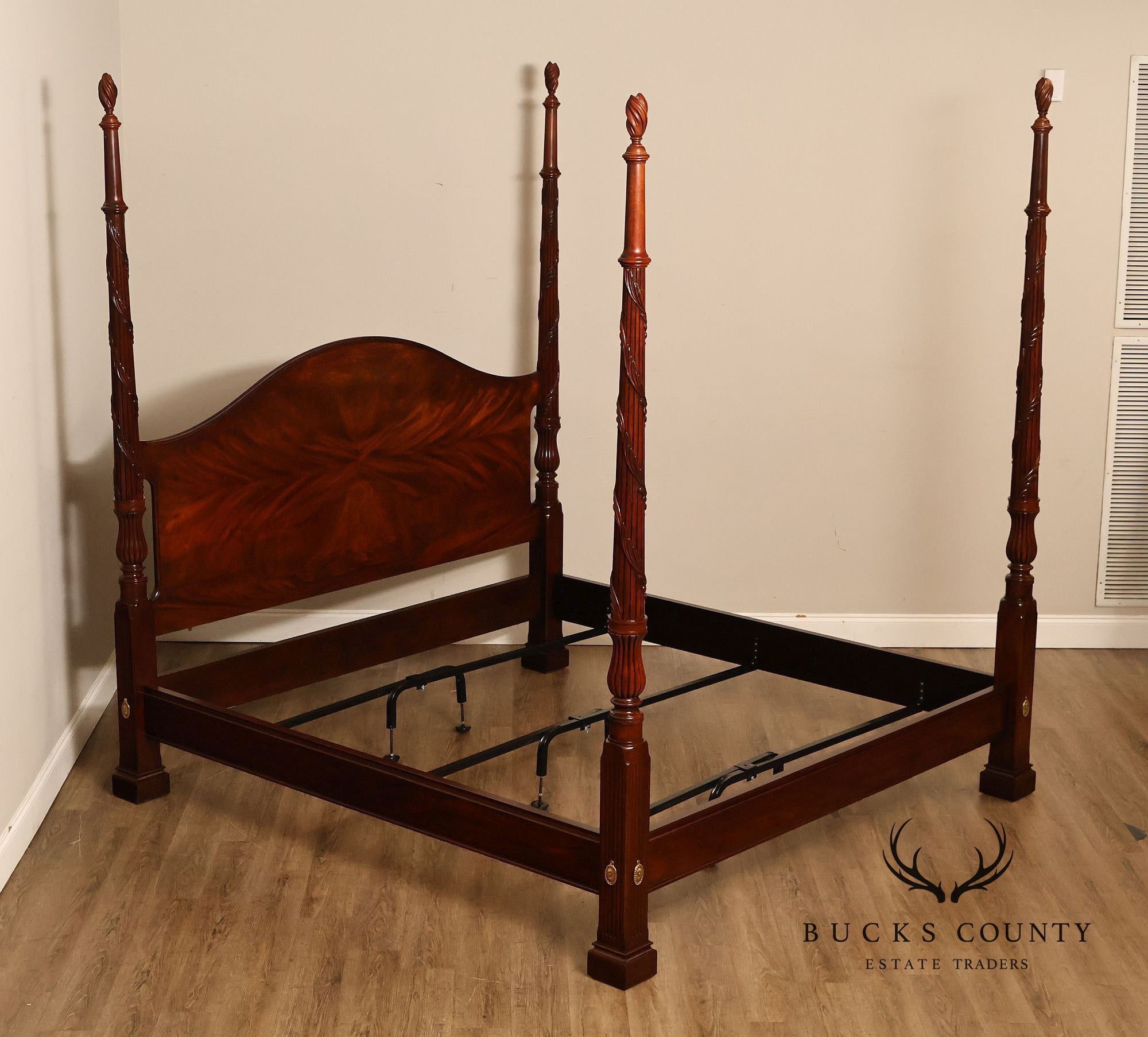 Henkel Harris Carved Mahogany King Poster Bed