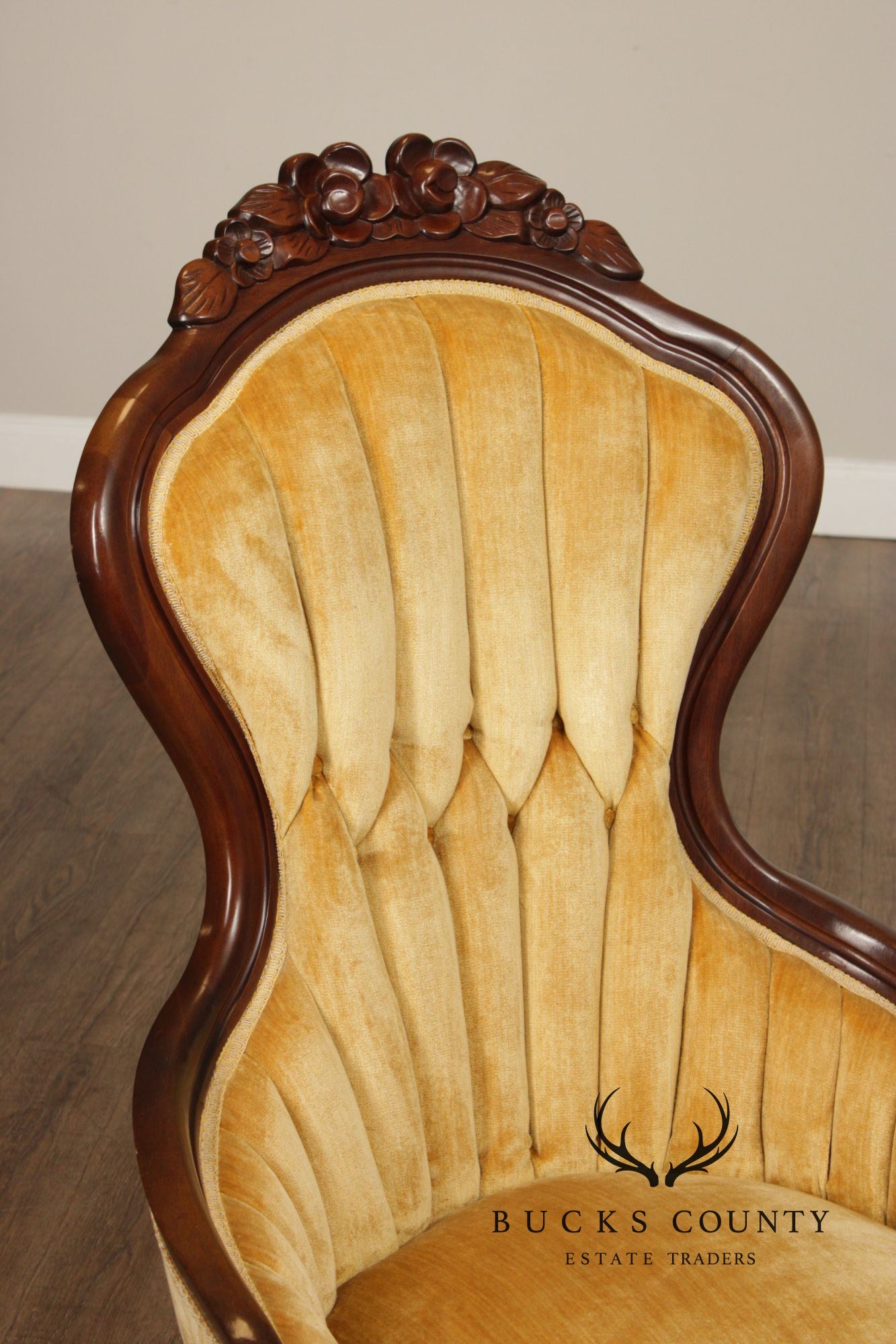 Kimball Furniture Victorian Style Pair of Carved Mahogany Parlor Chairs