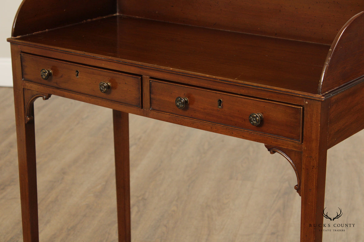 Georgian Style Mahogany Two-Drawer Server Console Table With Gallery