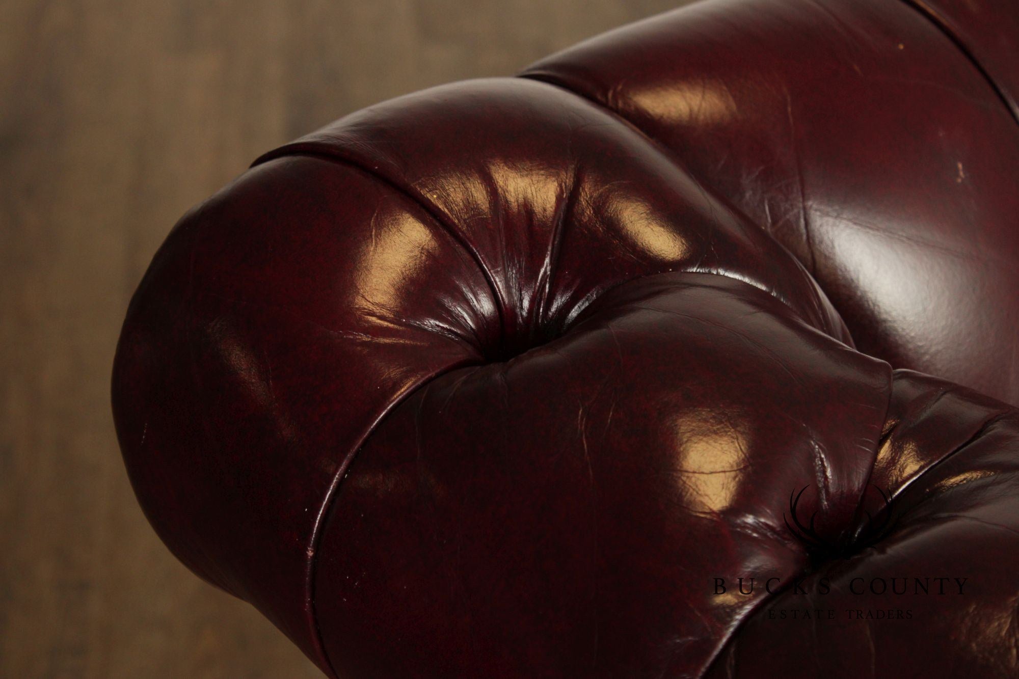 Chippendale Style Tufted Leather Chesterfield Camelback Sofa