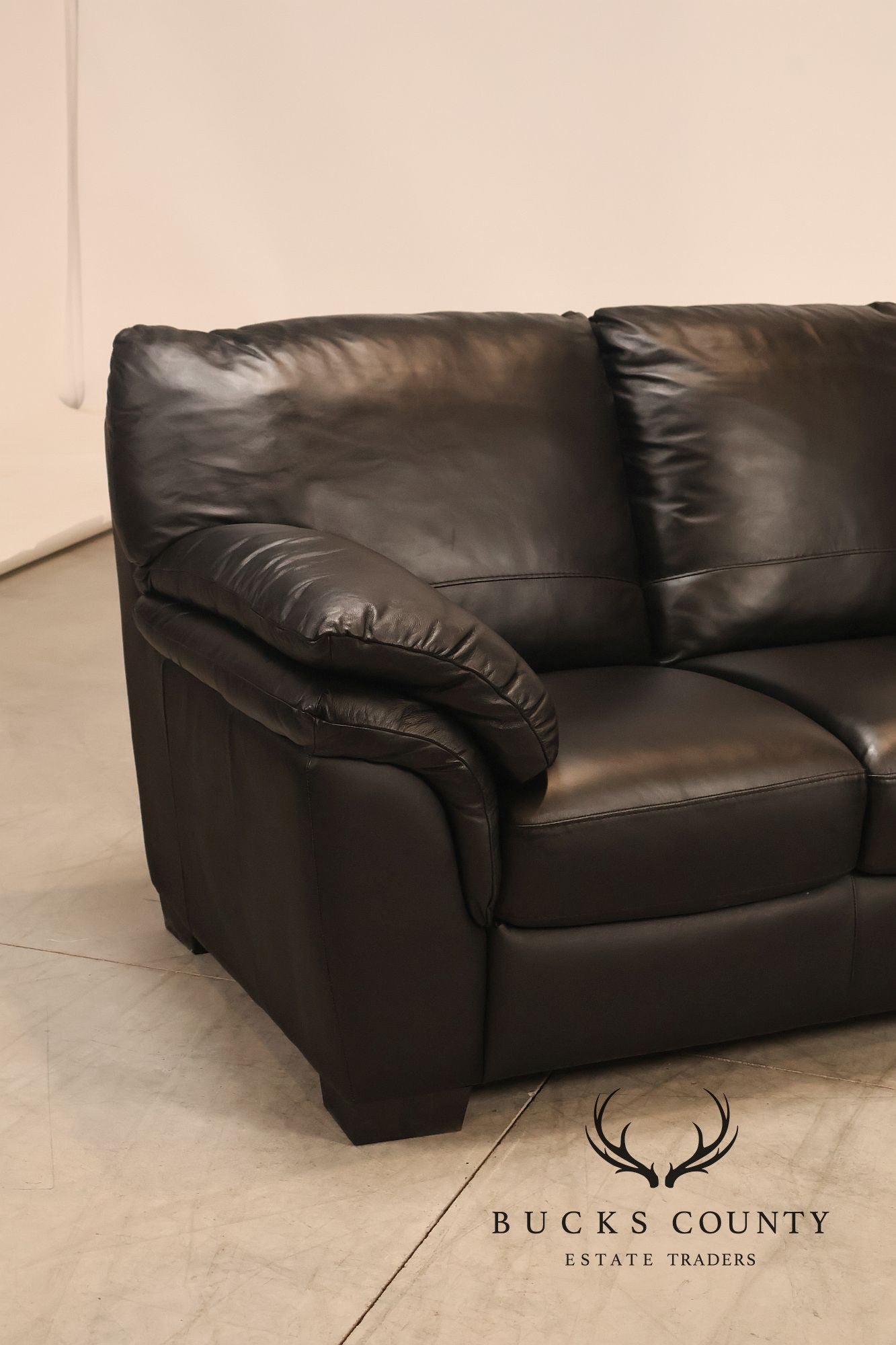 Italsofa Pair of Black Leather Sofas