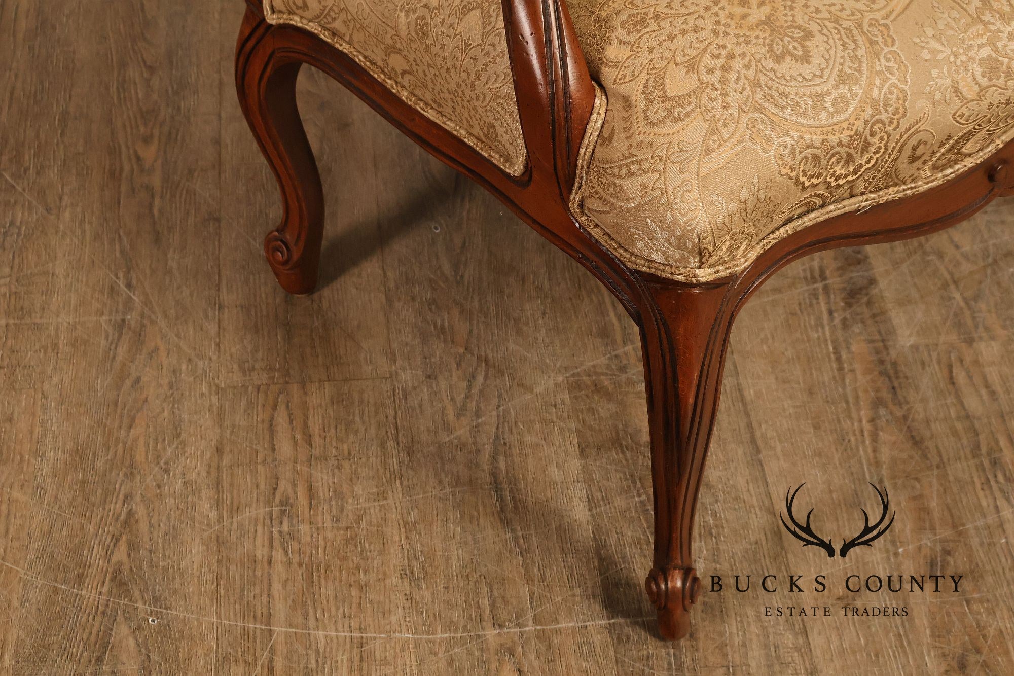 Ethan Allen French Louis XV Style Pair of Fauteuil Armchairs