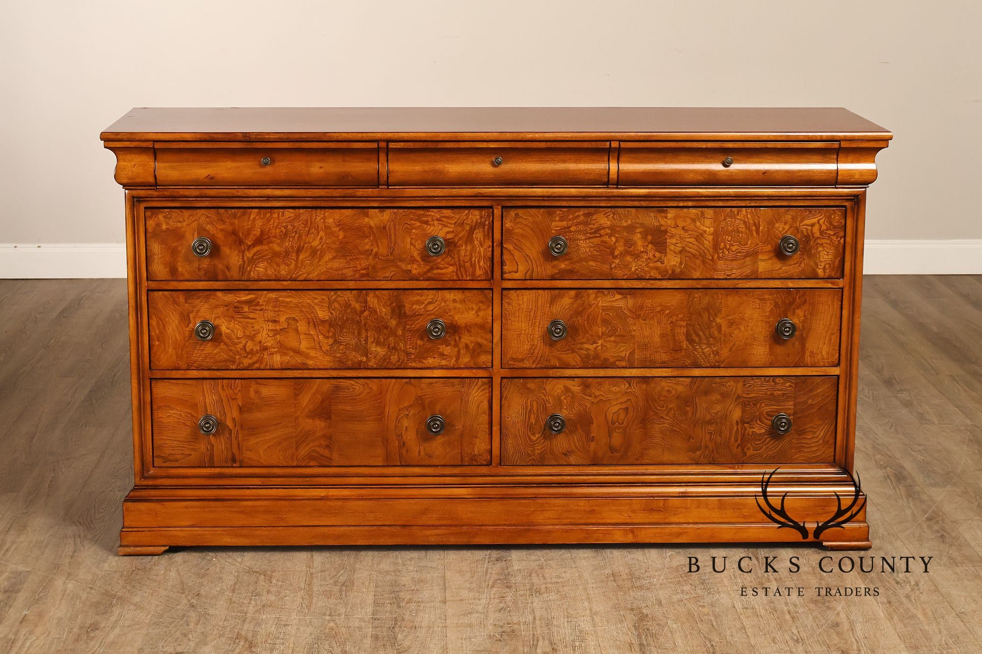 Ethan Allen 'Townhouse' Burlwood Double Dresser