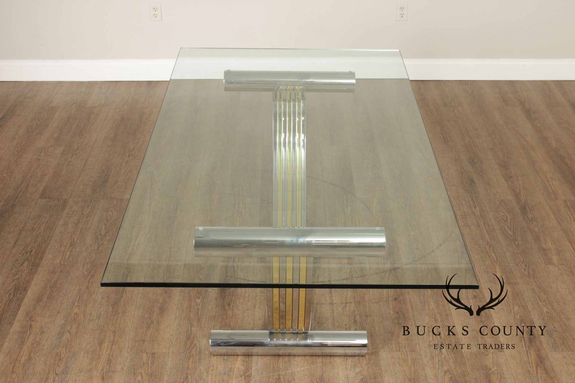 Italian Modern Glass Top Chrome Dining Table Renato Zevi