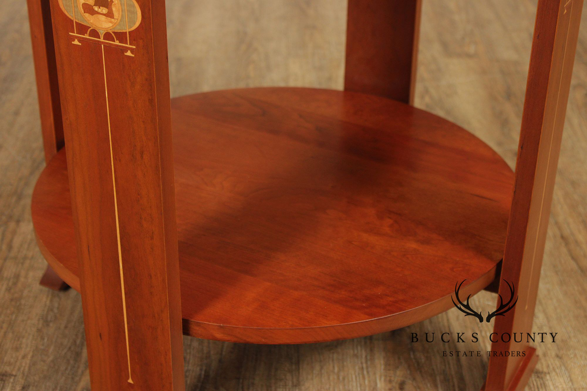Stickley Harvey Ellis Inlaid Cherry Round Lamp Table